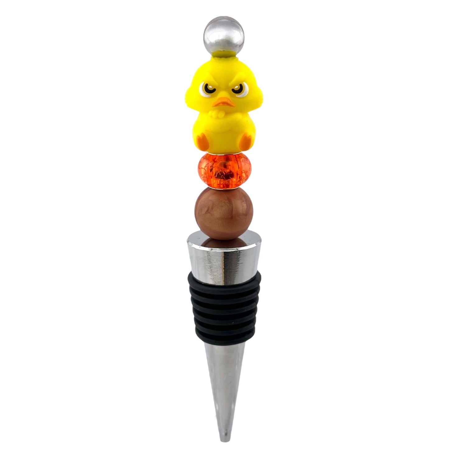 Grumpy Duck Beaded Wine Stopper – Funny Animal Bottle Topper Gift