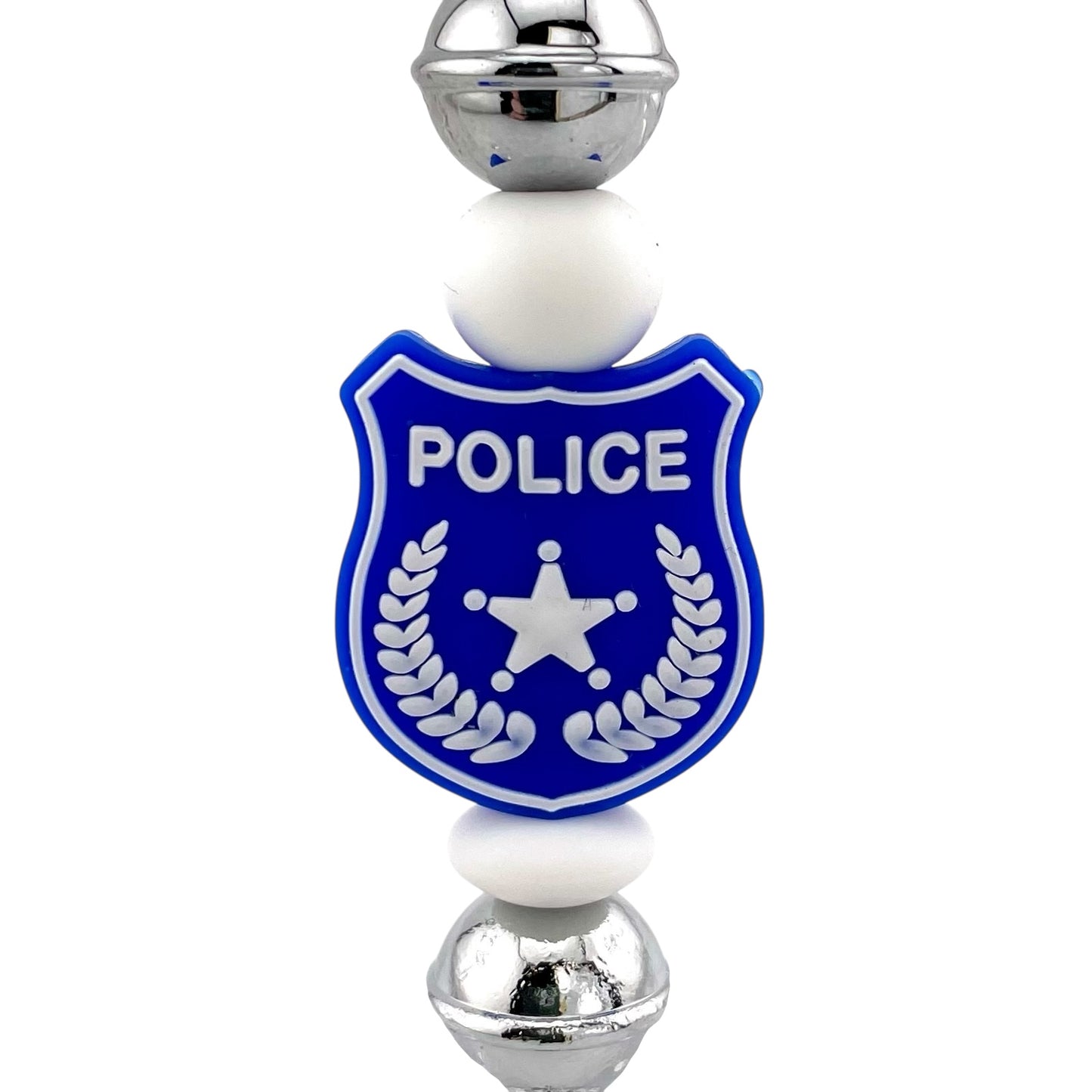 Police Badge Beaded Bottle Opener – Blue & Silver
