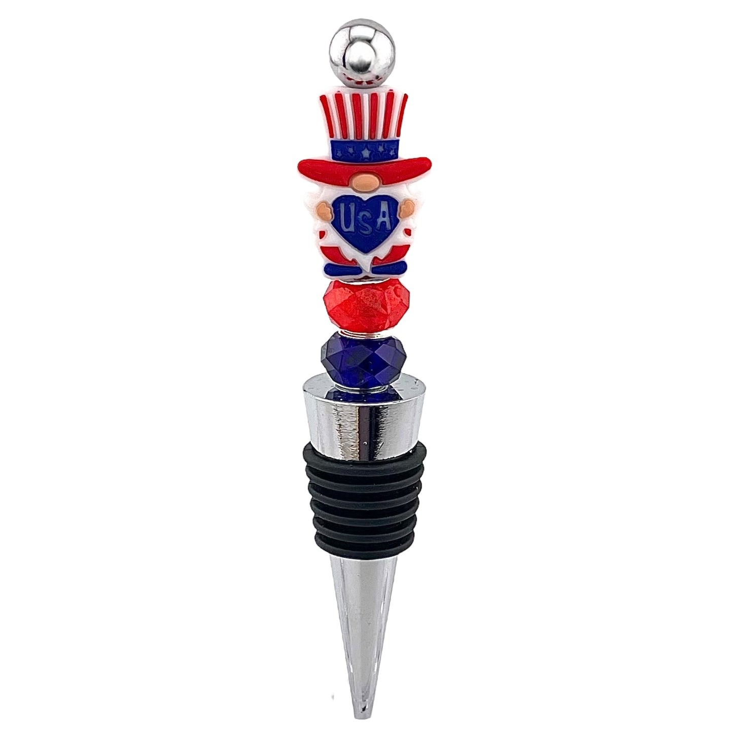 Uncle Sam Beaded Wine Stopper – 4th of July Americana Barware