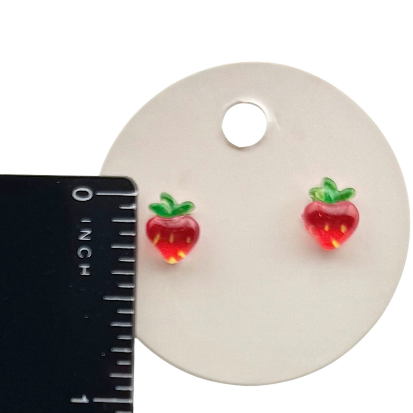 Strawberry Heart Stud Earrings – Sweet Red Berry Earrings, Kawaii Fruit Jewelry