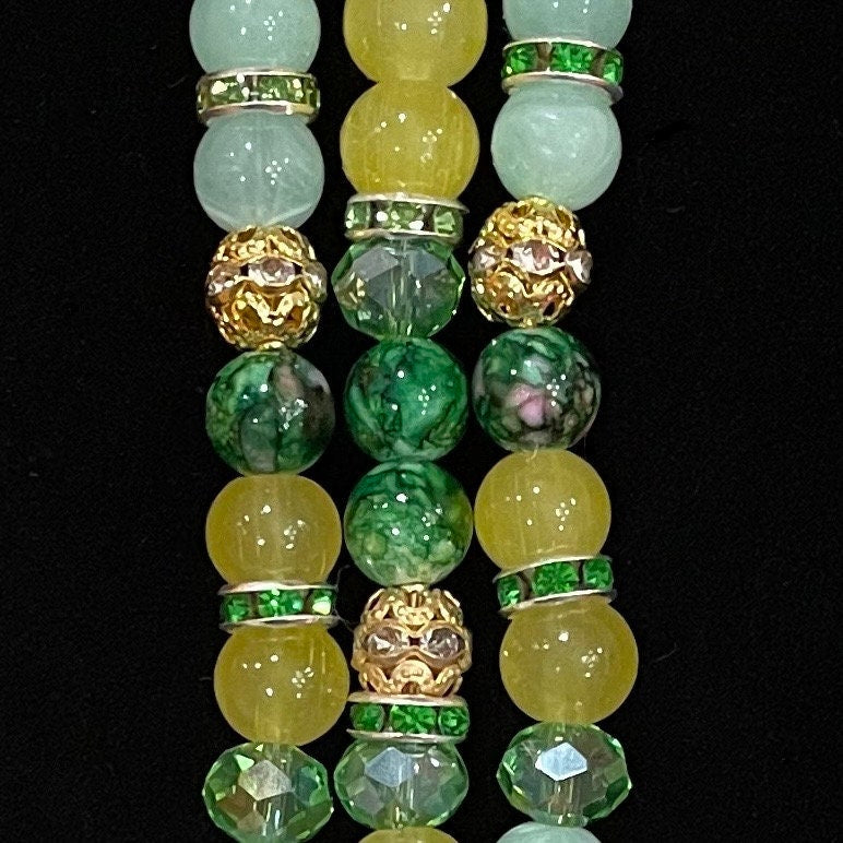 Green Watch Band Compatible with Apple Watch Made With Acrylic and Rhinestone Beads