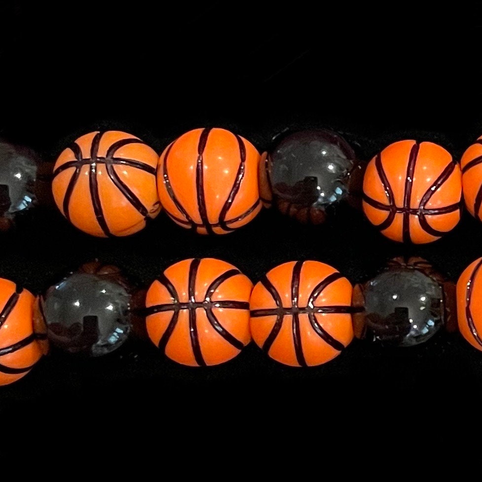 Custom Basketball Watch Band for Apple & Samsung Watches – Sports-Themed Beaded Bracelet