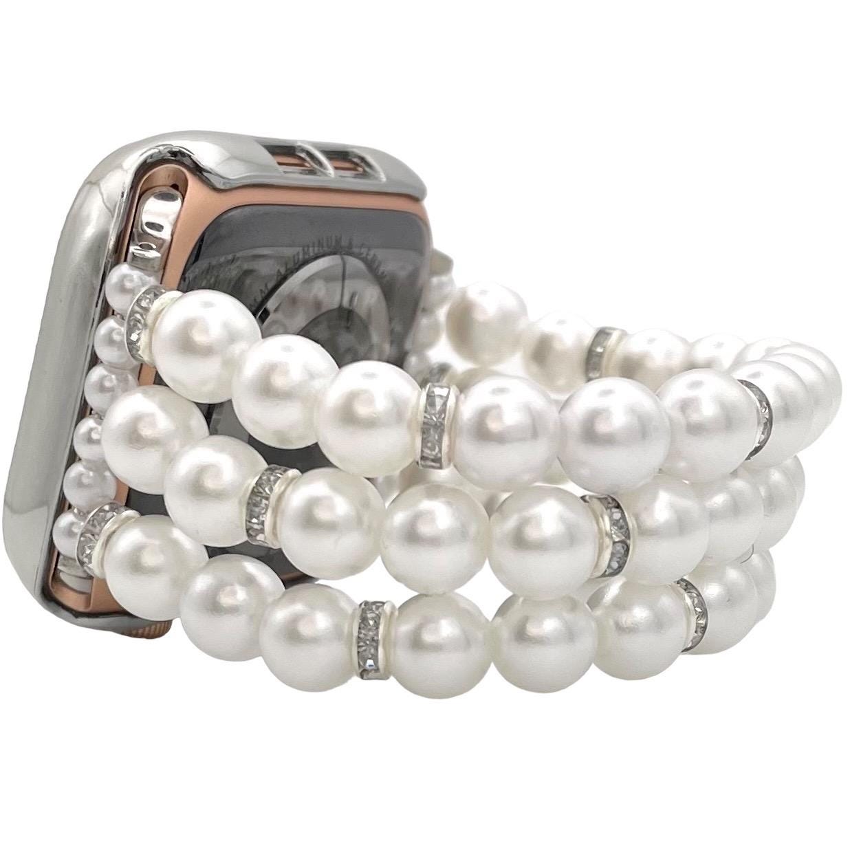 Custom Imitation Pearl Watch Bracelet for Apple & Samsung Watches – Elegant Beaded Band