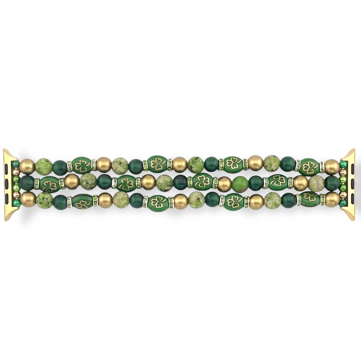 Lucky Shamrock Beaded Watch Band | Handmade Smartwatch Strap for Apple & Samsung Watches