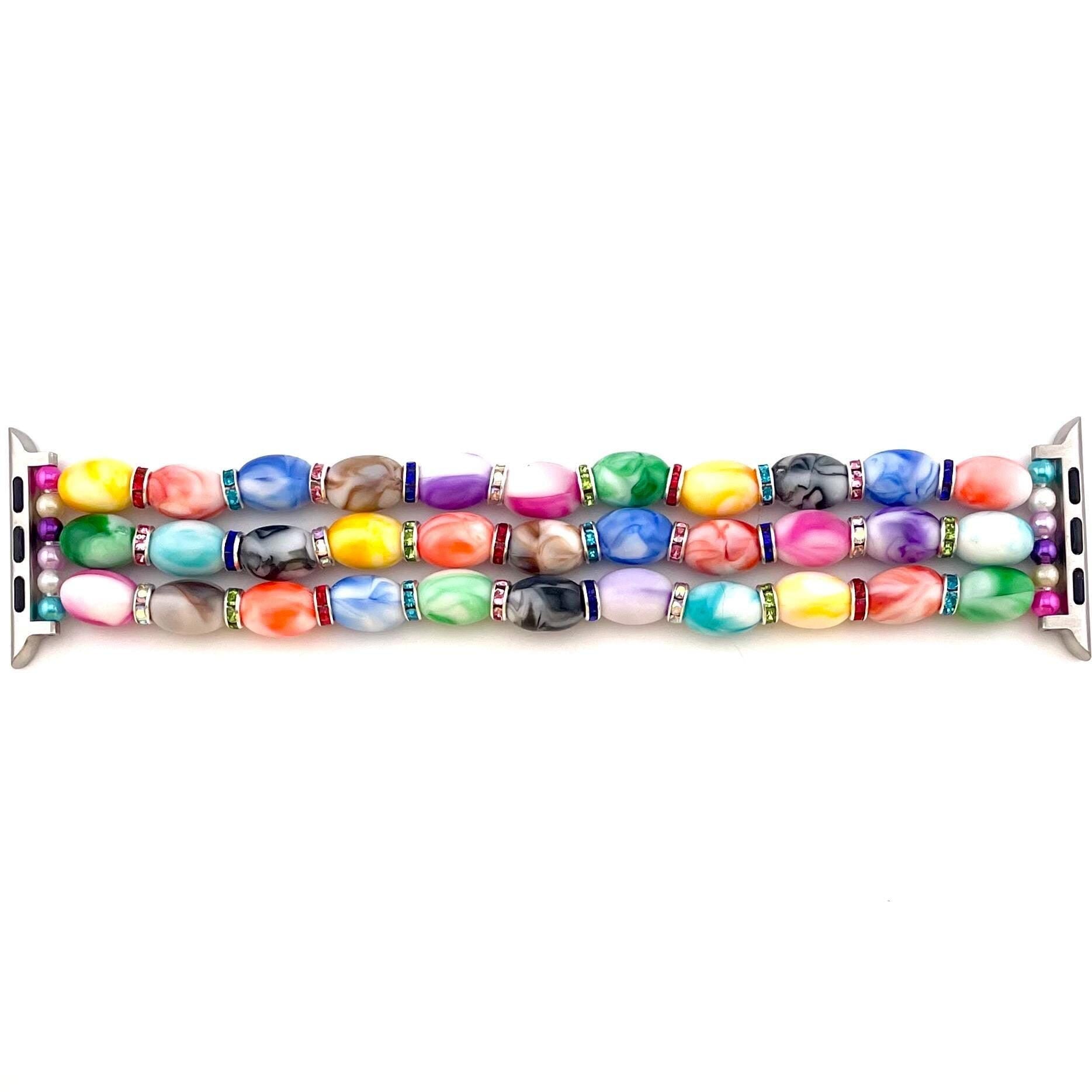 Easter Jellybean Acrylic Beaded Watch Band – Stretch Apple & Samsung Galaxy Watch Bracelet