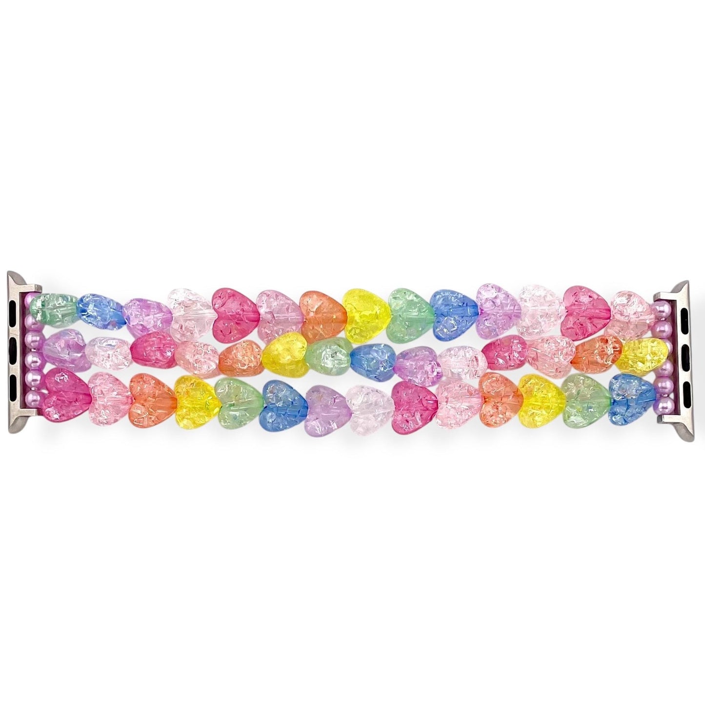 Rainbow Heart Beaded Watch Band | Stretch Apple & Samsung Watch Strap