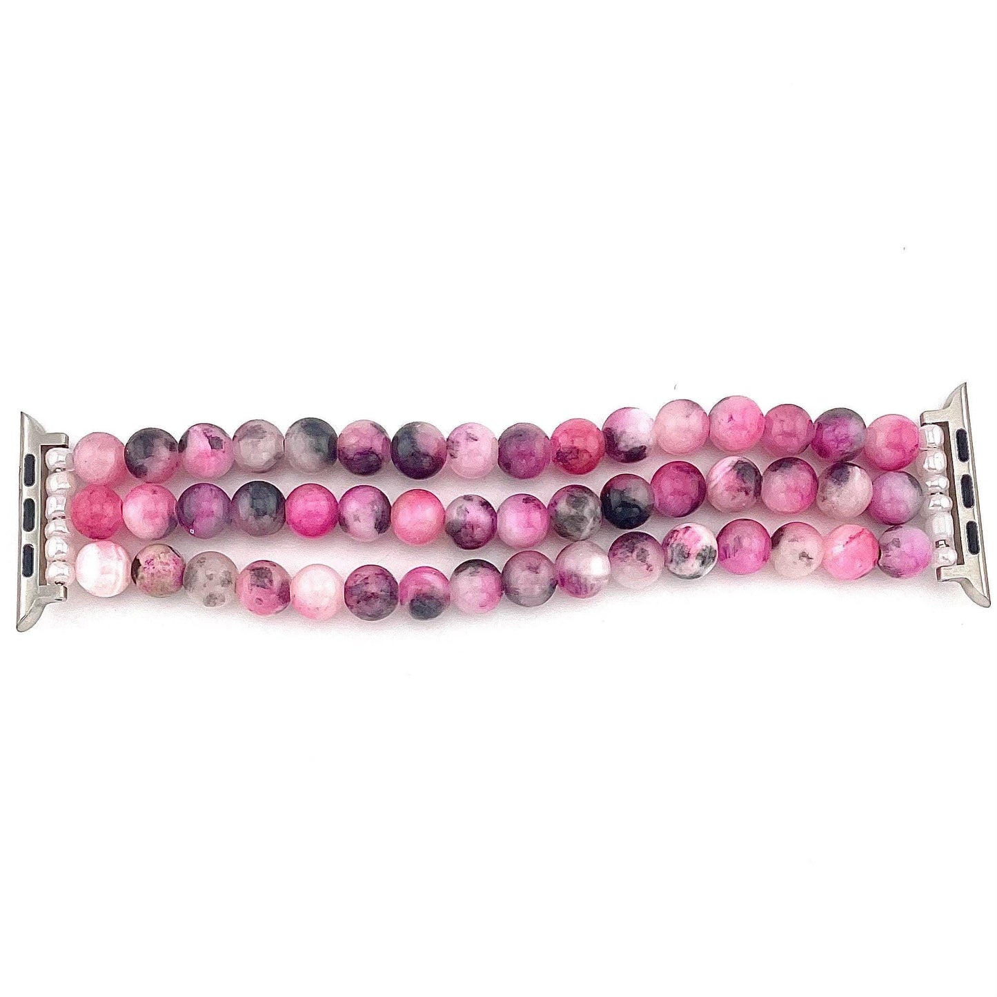 Pink & Black Persian Chalcedony Beaded Watch Band | Handmade Smartwatch Strap
