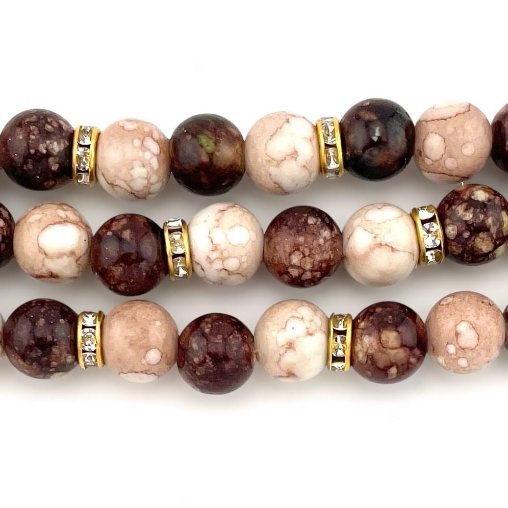 Custom Marbled Brown Watch Band for Apple & Samsung Watches – Elegant Beaded Bracelet