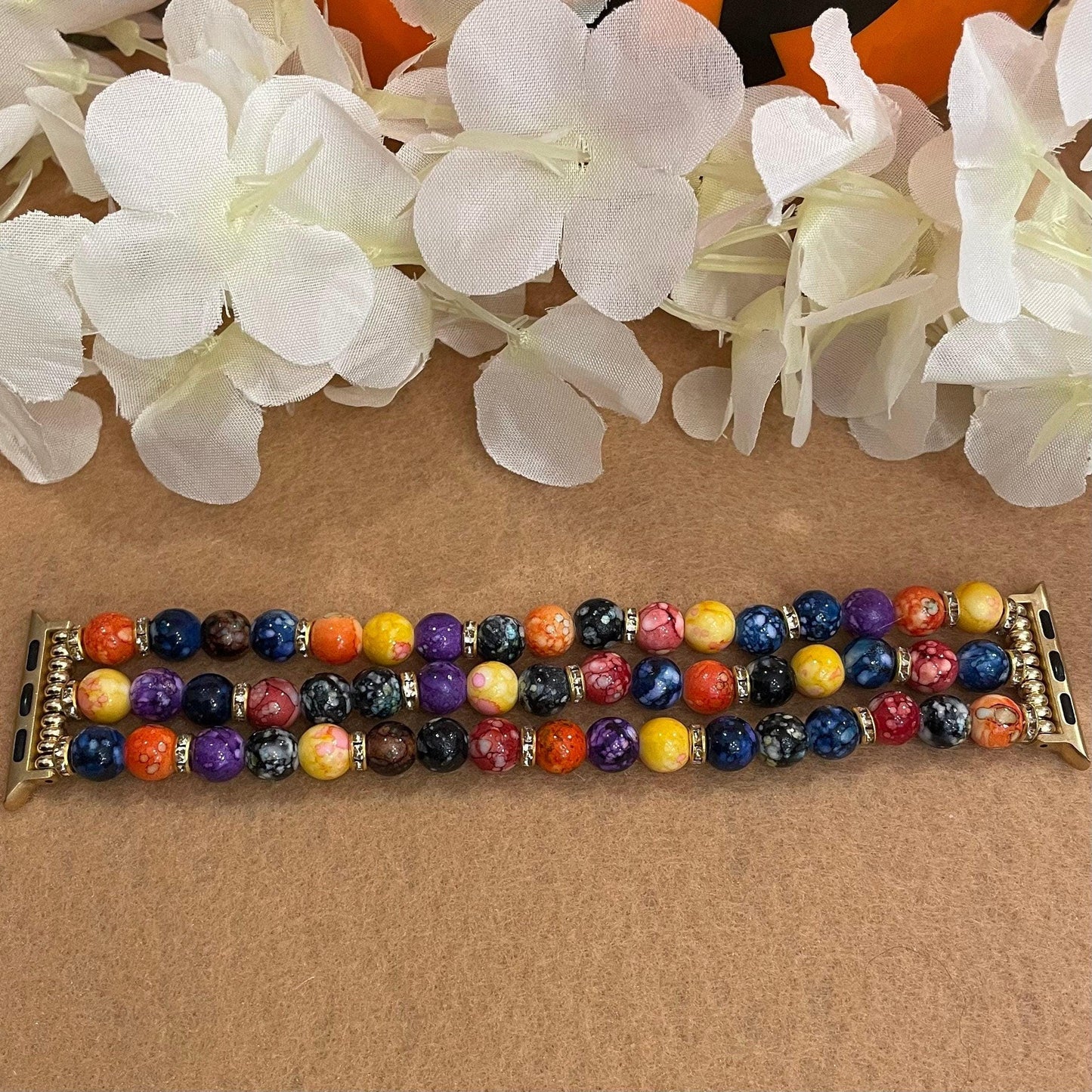 Fall Watch Band Compatible with Apple Watch Made With Acrylic and Rhinestone Beads