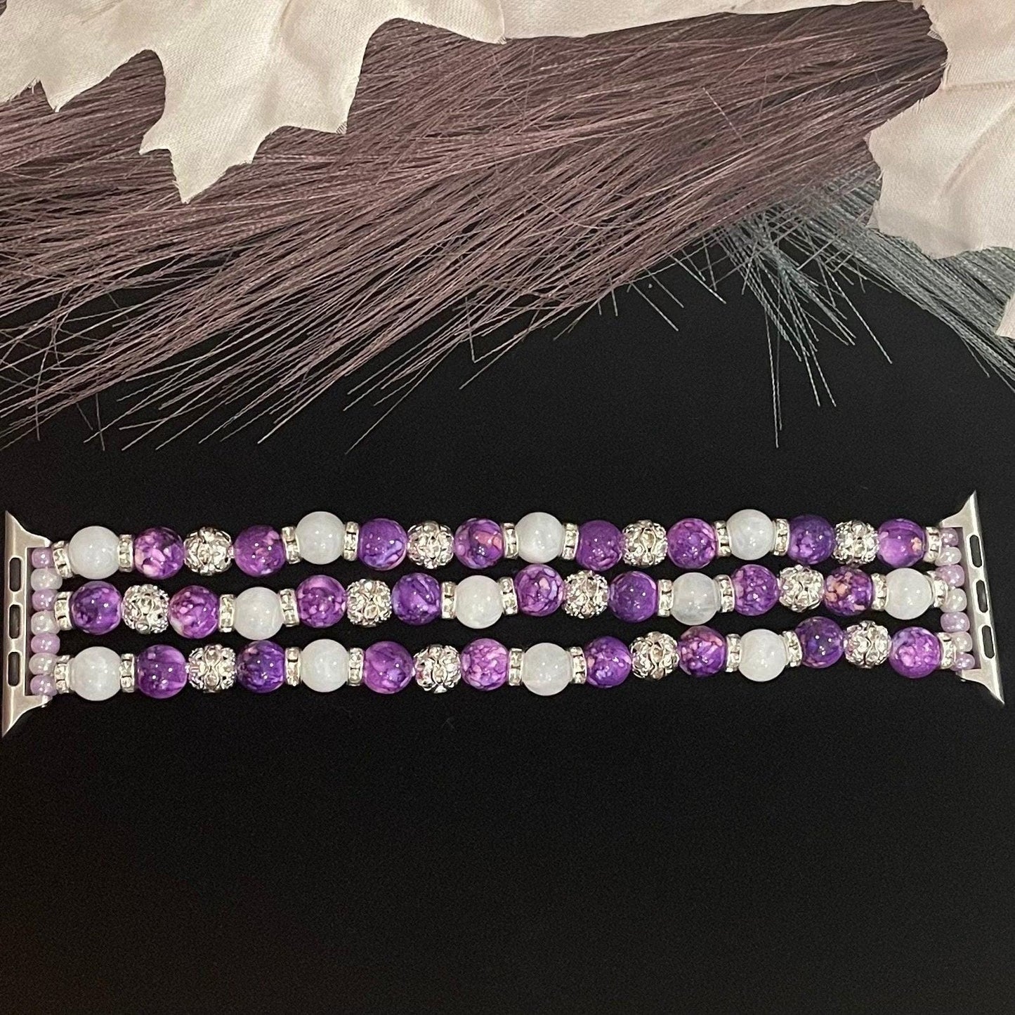 Watch Band With Acrylic, Cloud, and Rhinestone Beads Compatible with Apple Watch, Multiple Colors and Custom Sizing!