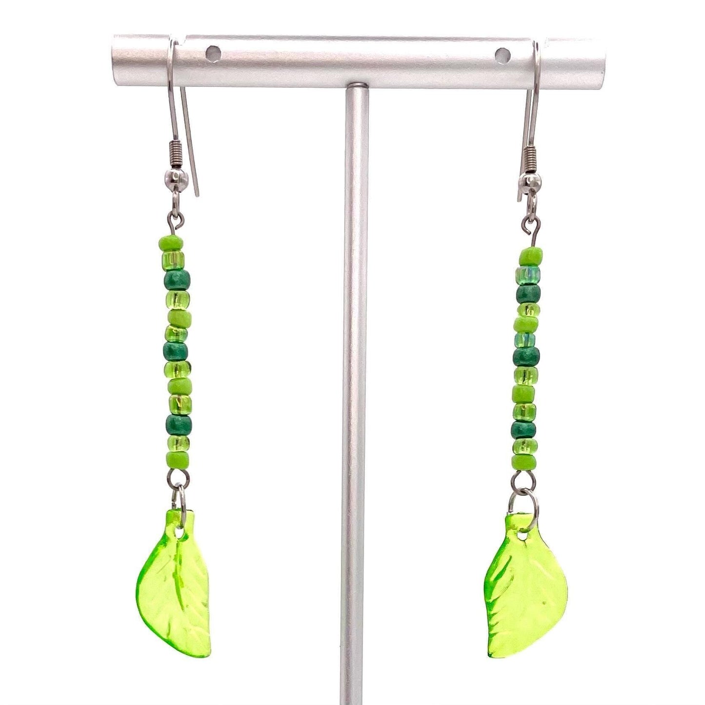 Handmade Leaf Earrings with Stainless Steel Hooks for Sensitive Ears