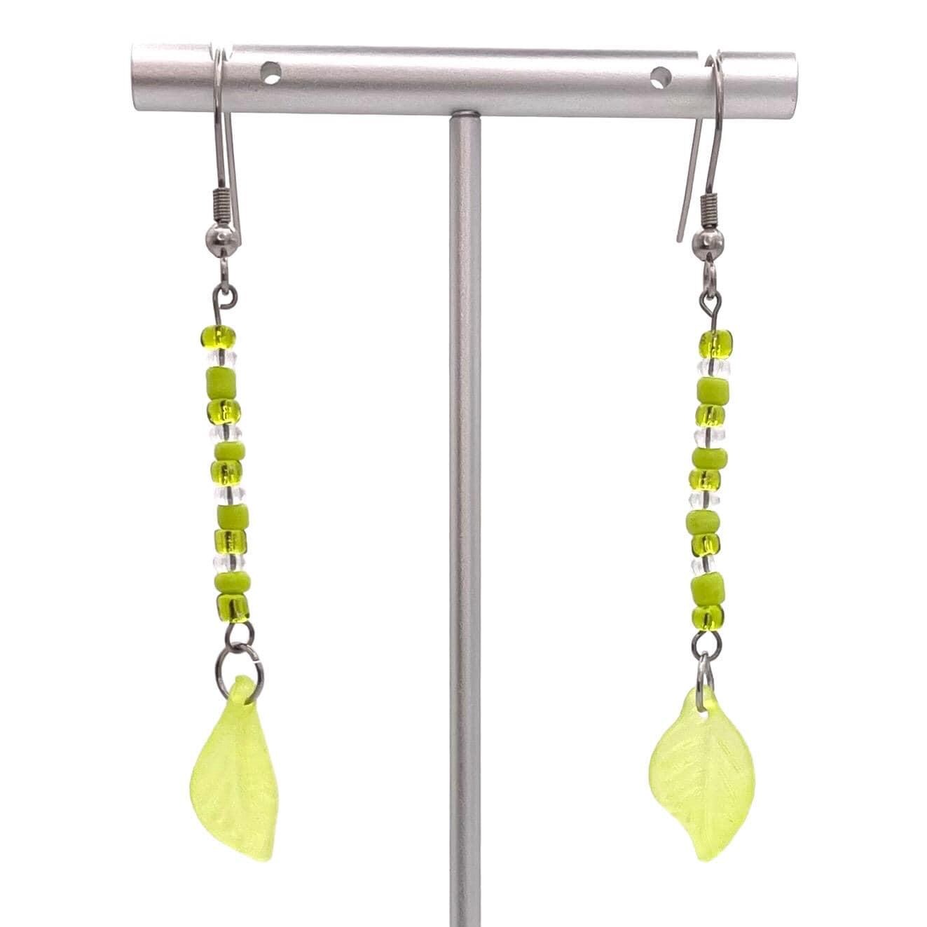 Handmade Leaf Earrings with Stainless Steel Hooks for Sensitive Ears