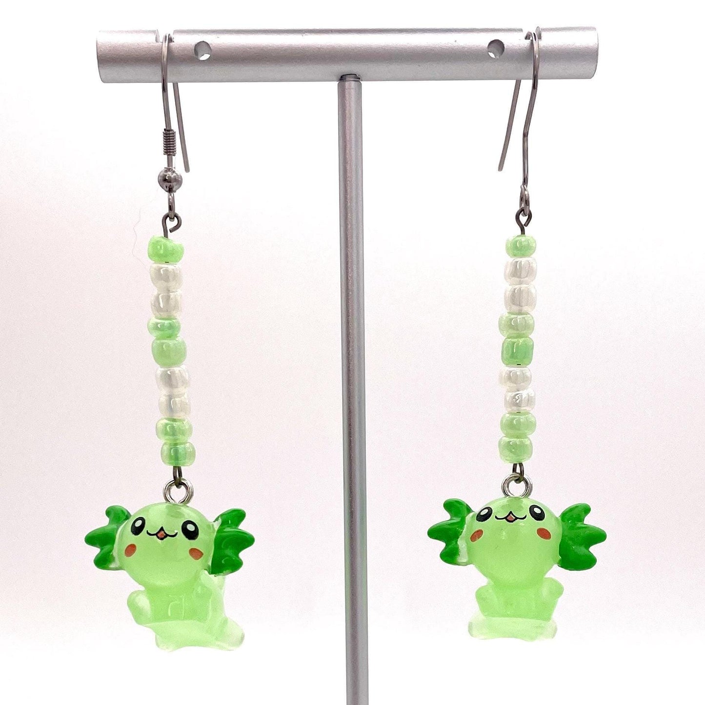 Handmade Axolotl Earrings with Stainless Steel Hooks for Sensitive Ears