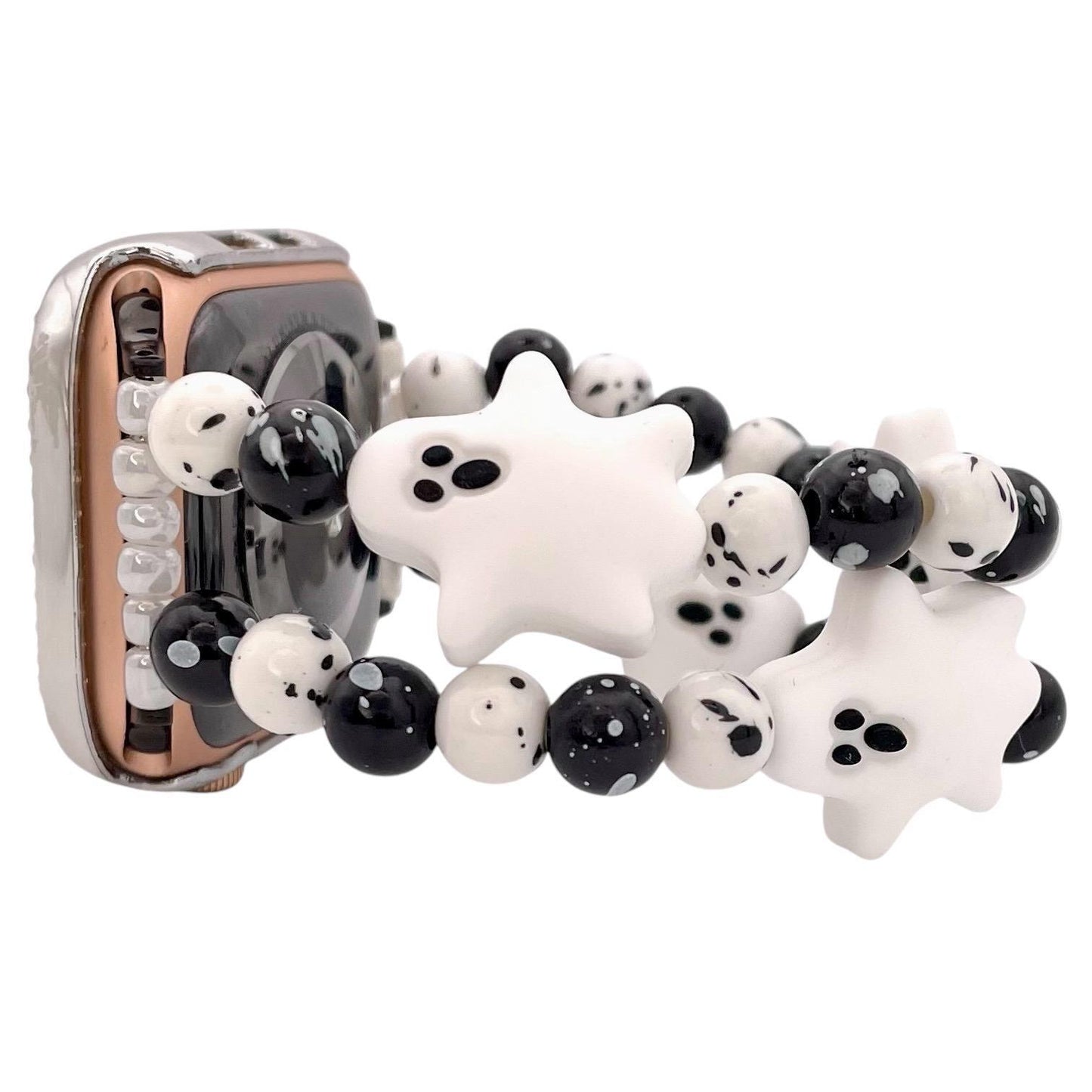 Halloween Ghosts Apple Watch Band | Silicone & Acrylic Beads | Spooky Accessory for Apple Watch