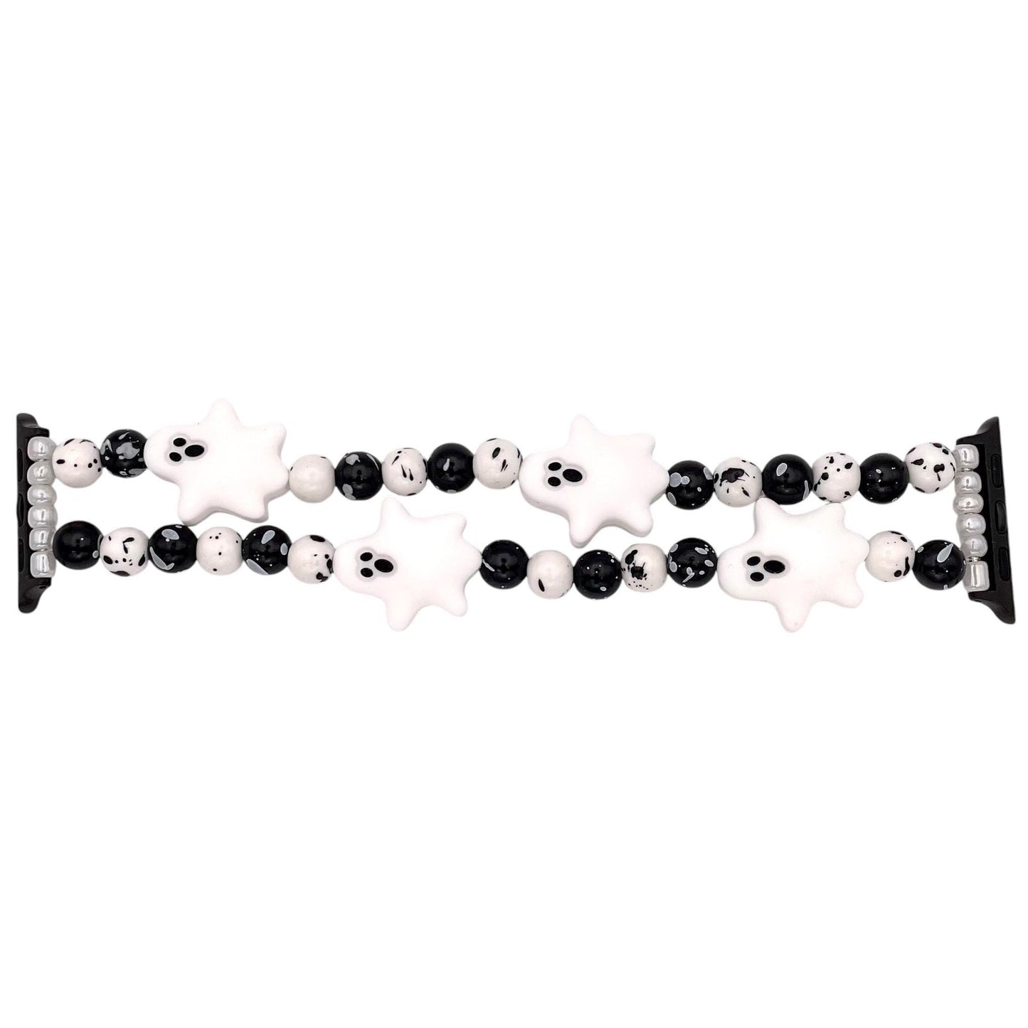 Halloween Ghosts Apple Watch Band | Silicone & Acrylic Beads | Spooky Accessory for Apple Watch