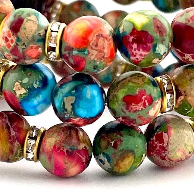 Natural Stone Sea Sediment Jasper Watch Band Compatible with Apple Watch