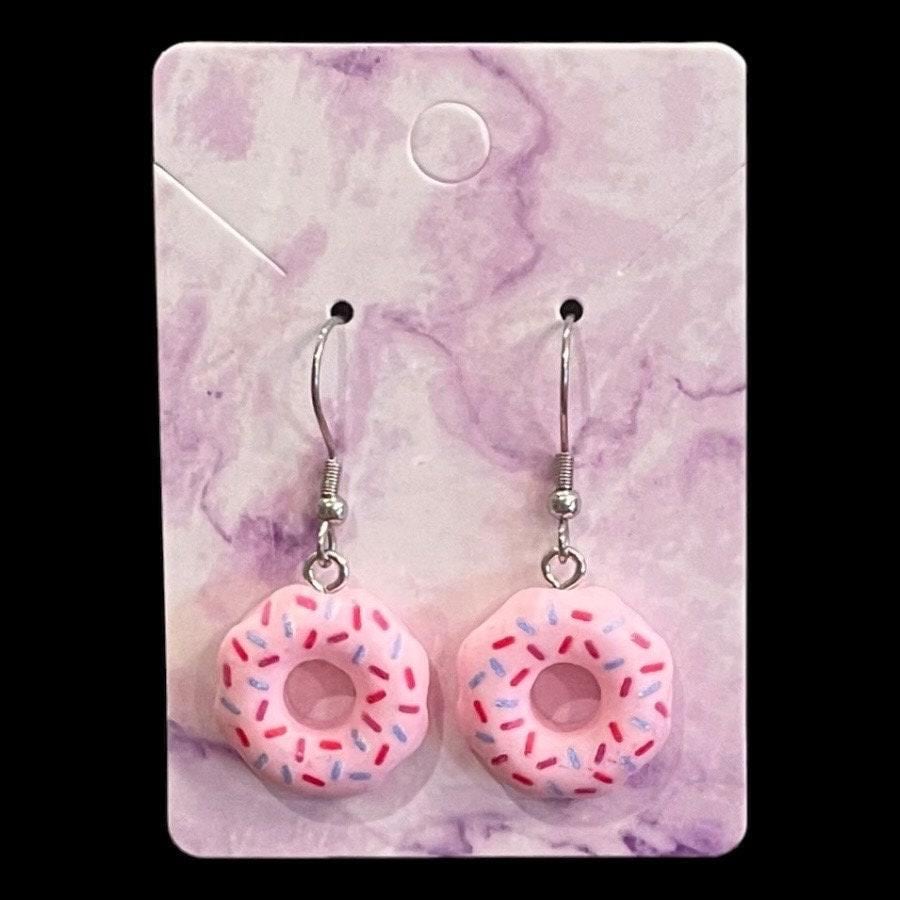 Donut Dangle Earrings Made with Hypoallergenic Stainless Steel Earring Hooks