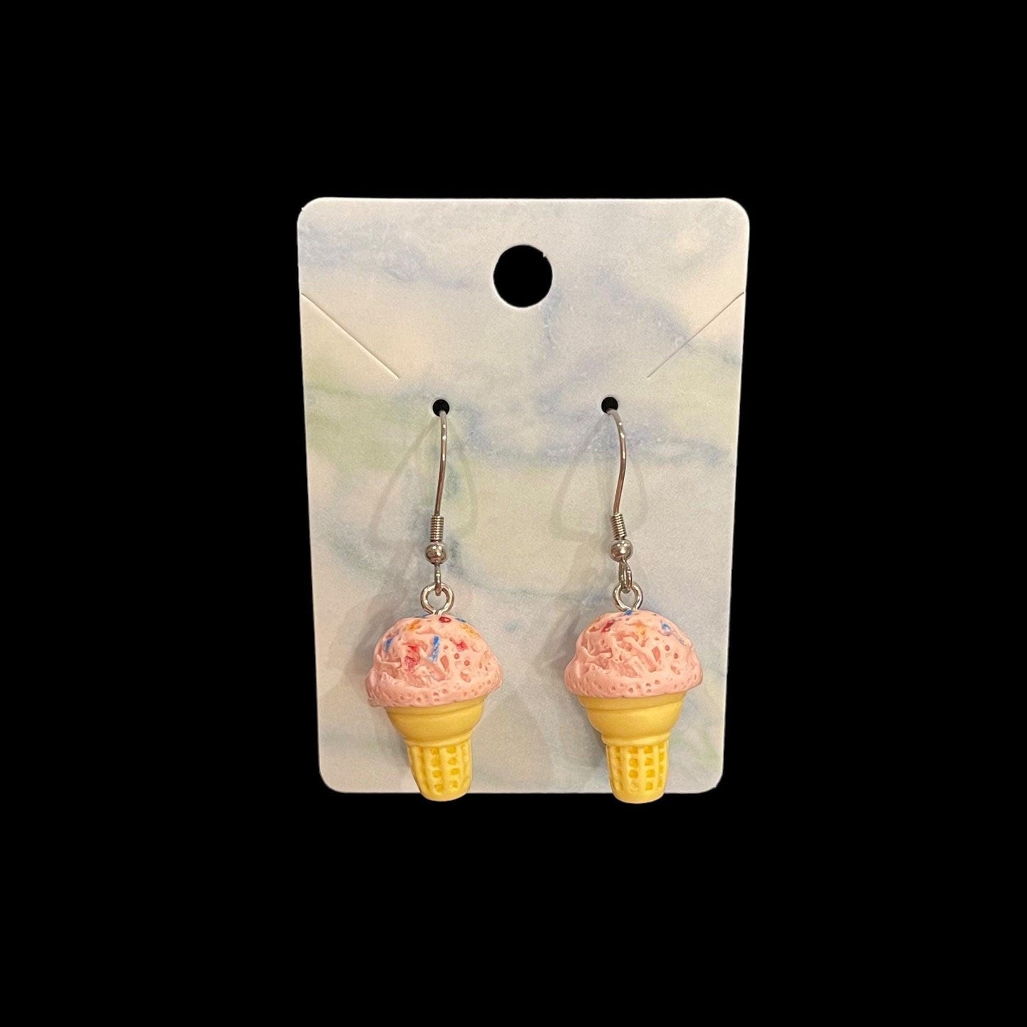 Ice Cream Cone Earrings Made with Hypoallergenic Stainless Steel Earring Hooks