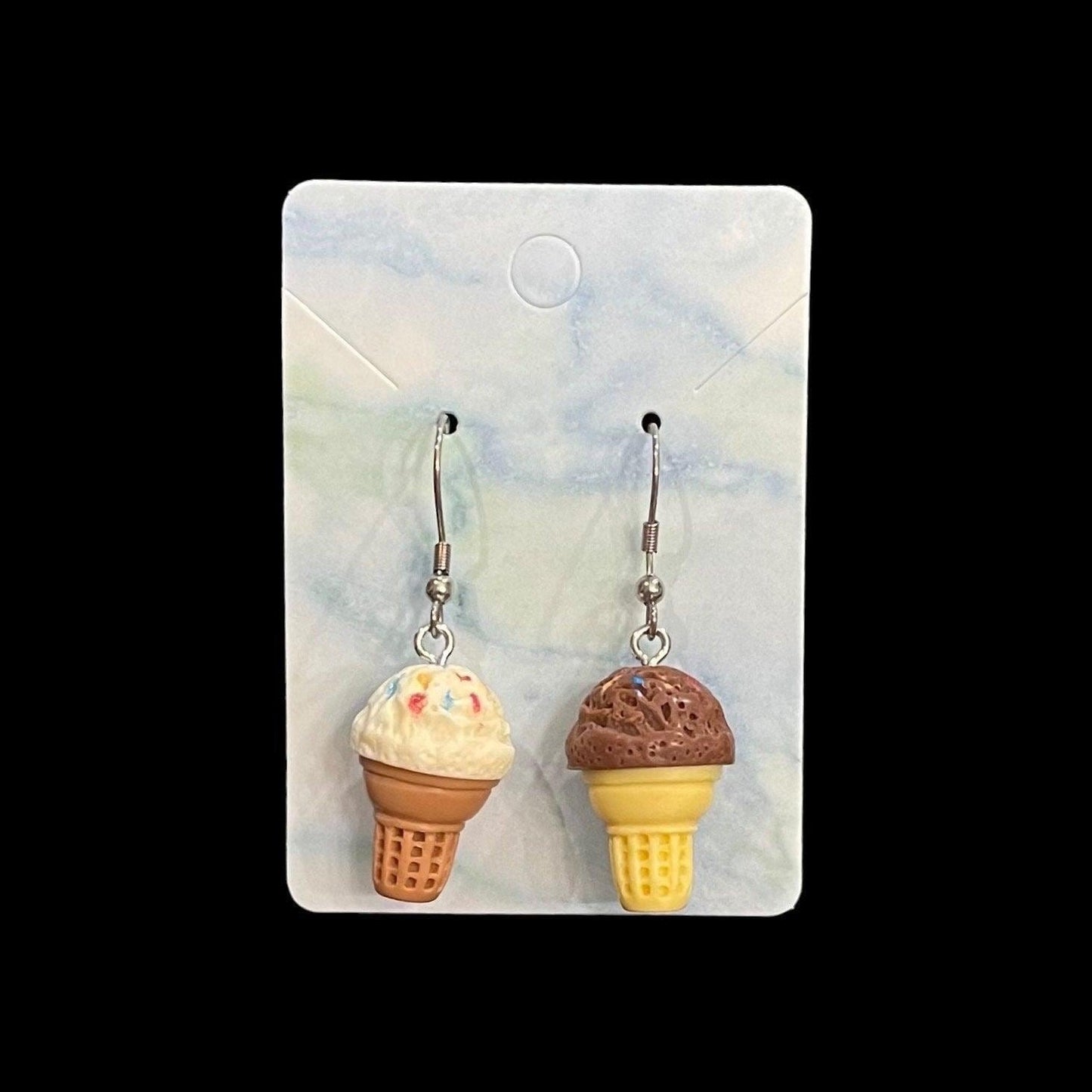 Ice Cream Cone Earrings Made with Hypoallergenic Stainless Steel Earring Hooks