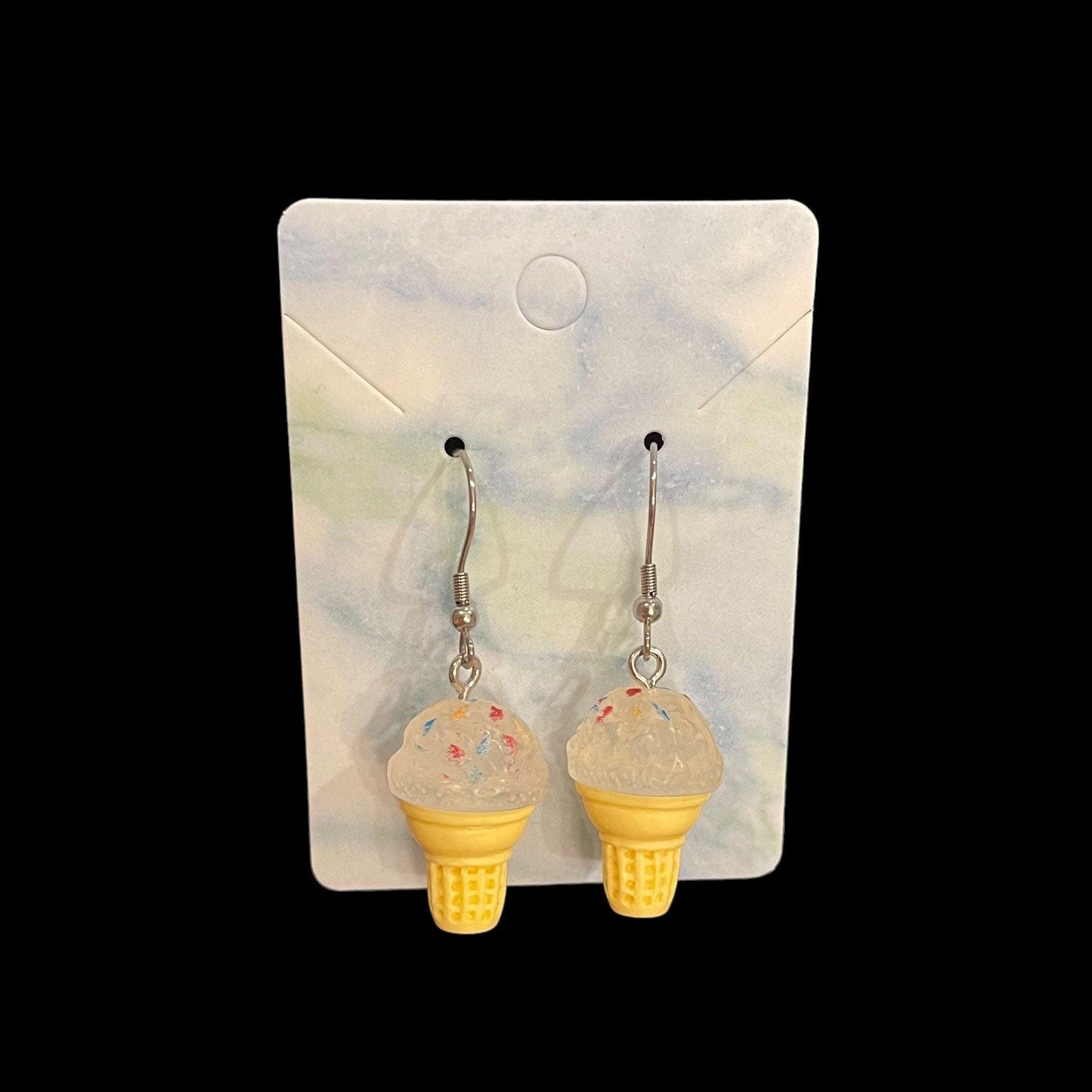 Ice Cream Cone Earrings Made with Hypoallergenic Stainless Steel Earring Hooks