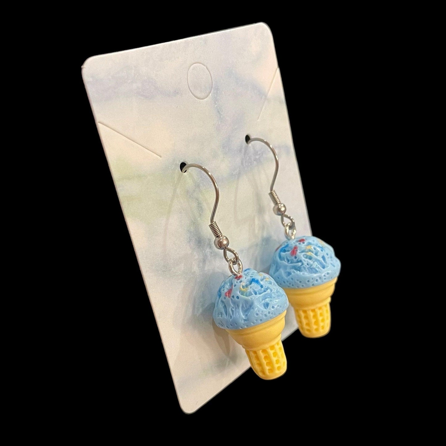 Ice Cream Cone Earrings Made with Hypoallergenic Stainless Steel Earring Hooks