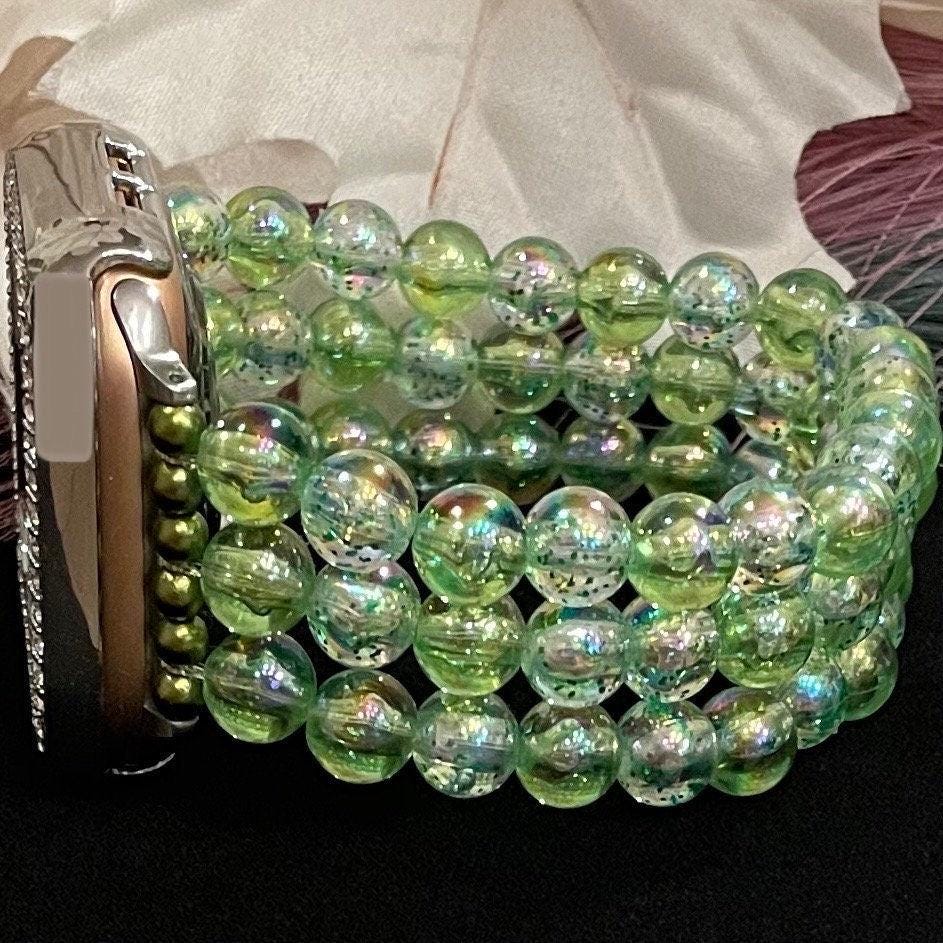 Acrylic Green Transparent Watch Band Compatible with Apple Watch. Custom Sizing For a Good Fit.