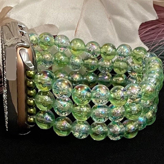 Acrylic Green Transparent Watch Band Compatible with Apple Watch. Custom Sizing For a Good Fit.