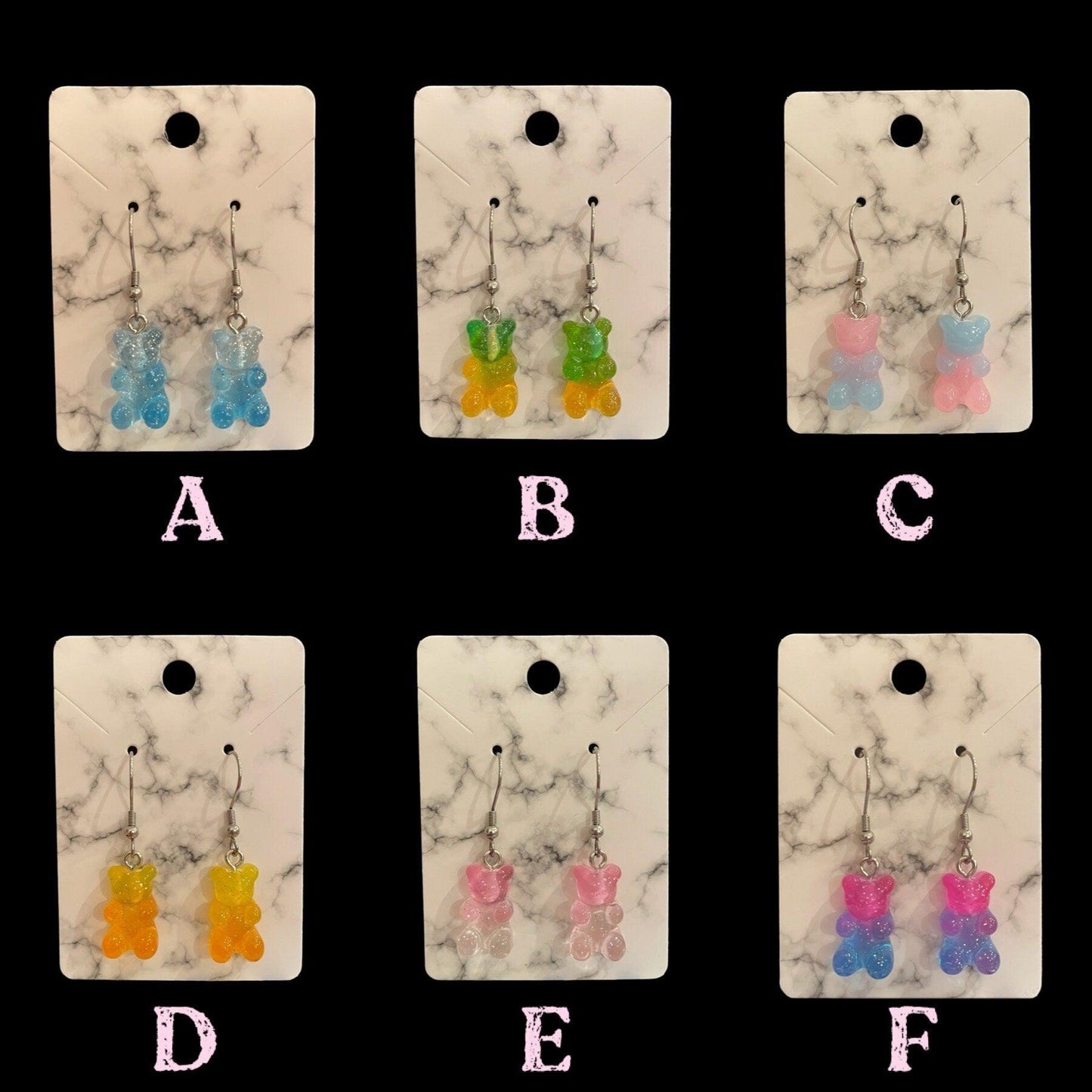 Gummy Bear Dangle Earrings Made with Hypoallergenic Stainless Steel Earring Hooks