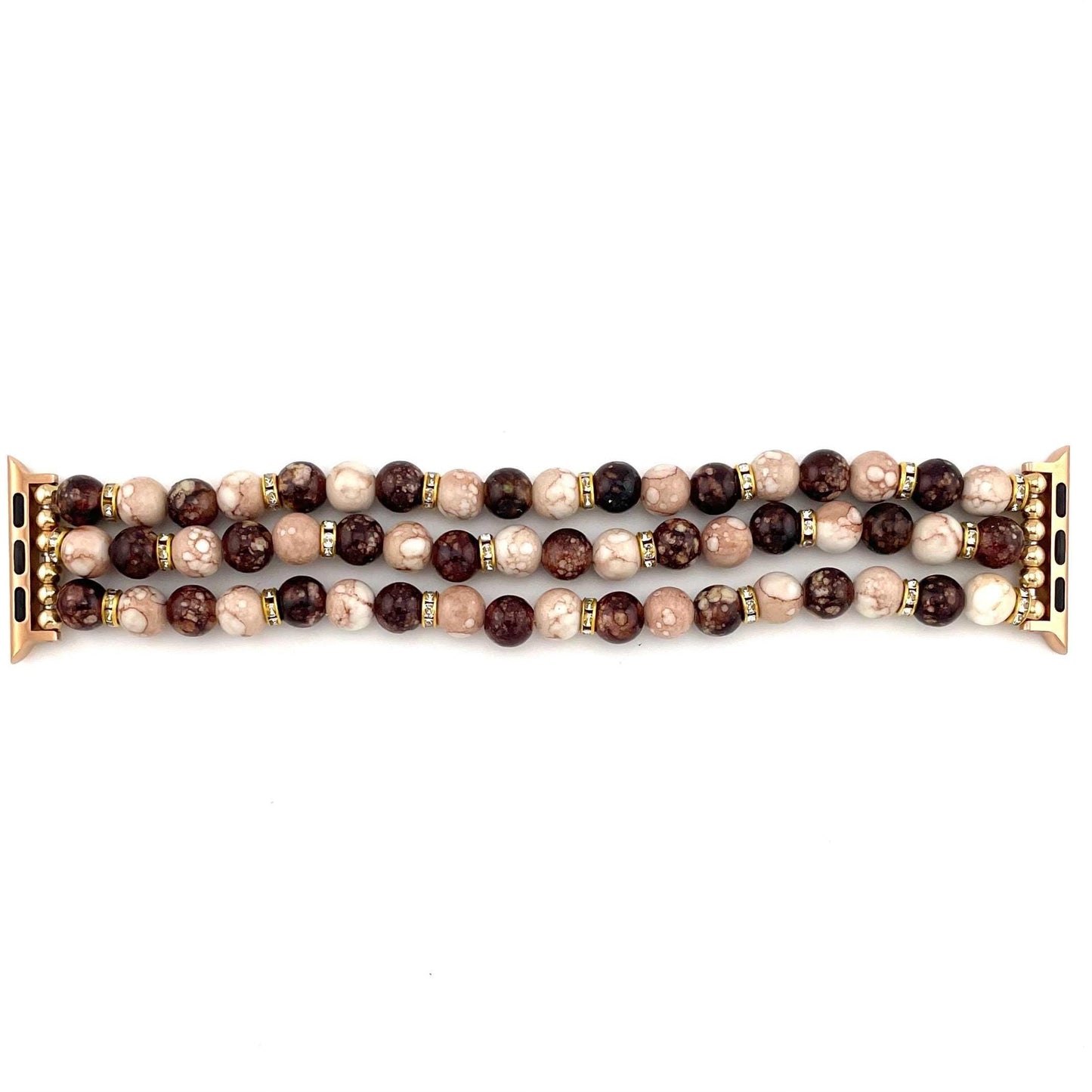 Custom Marbled Brown Watch Band for Apple & Samsung Watches – Elegant Beaded Bracelet