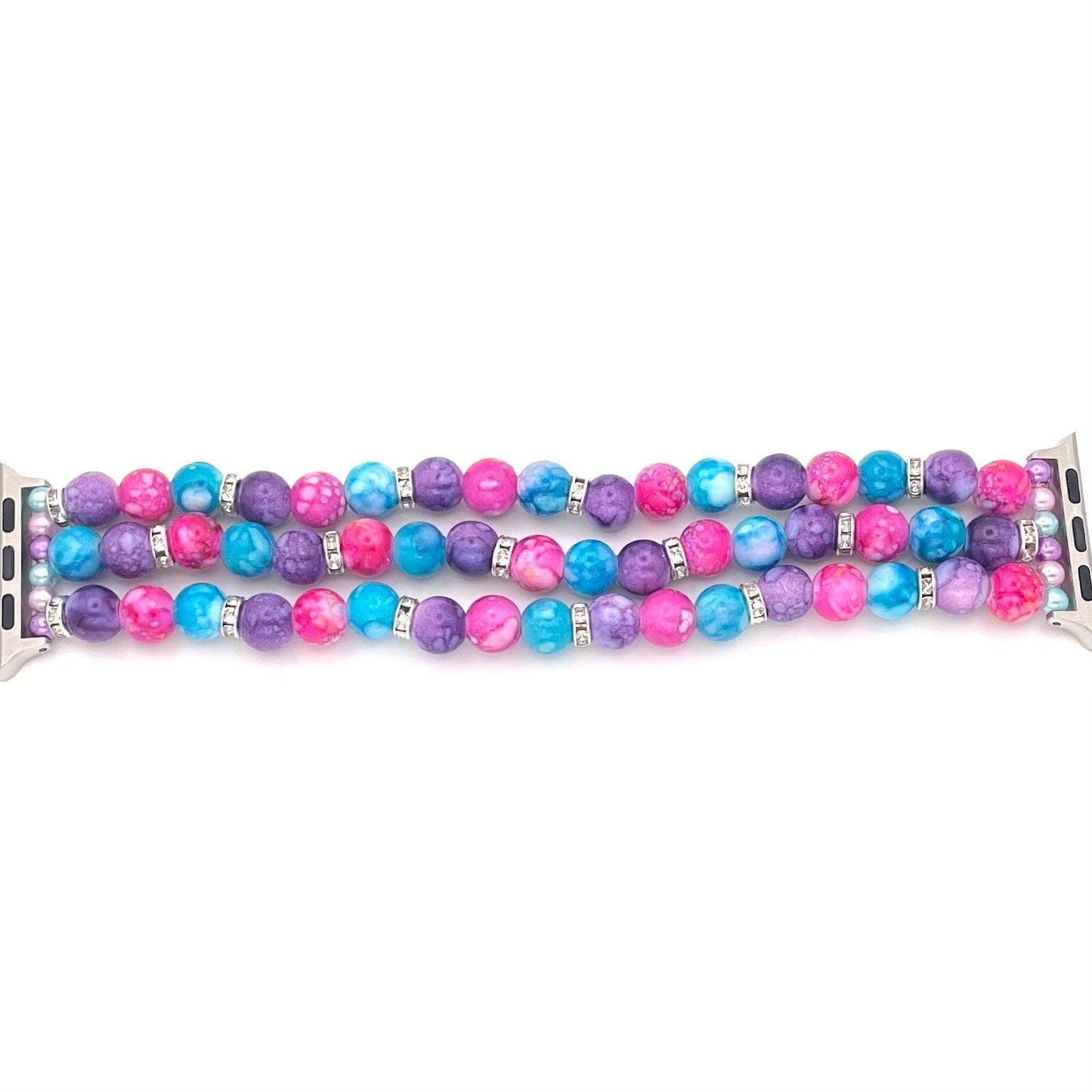 Carribean Themed Watch Band Compatible with Apple Watch Made with Acrylic and Rhinestone Beads, Custom Sizing!