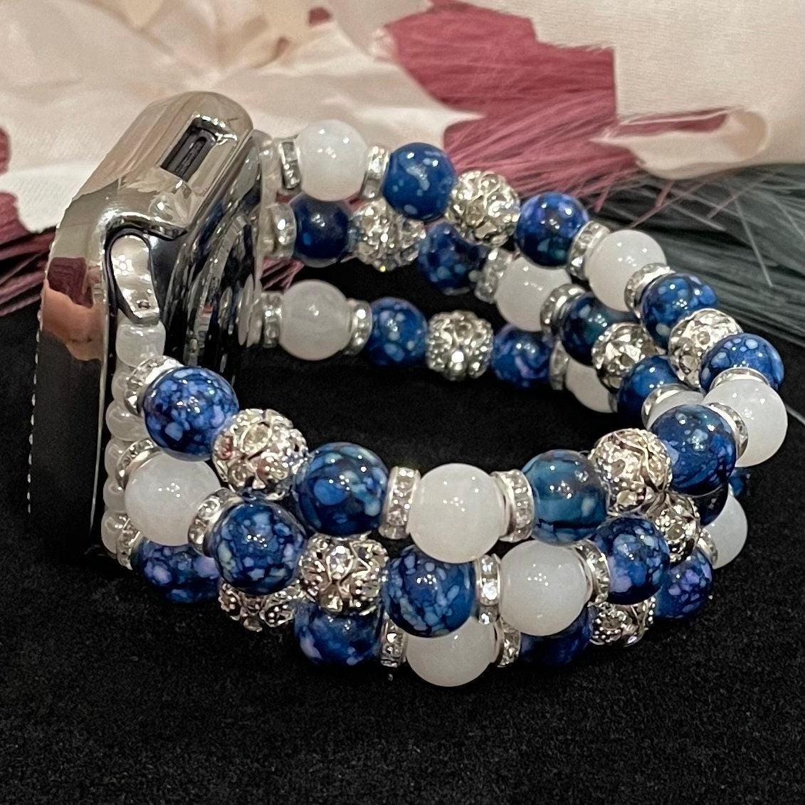 Watch Band With Acrylic, Cloud, and Rhinestone Beads Compatible with Apple Watch, Multiple Colors and Custom Sizing!