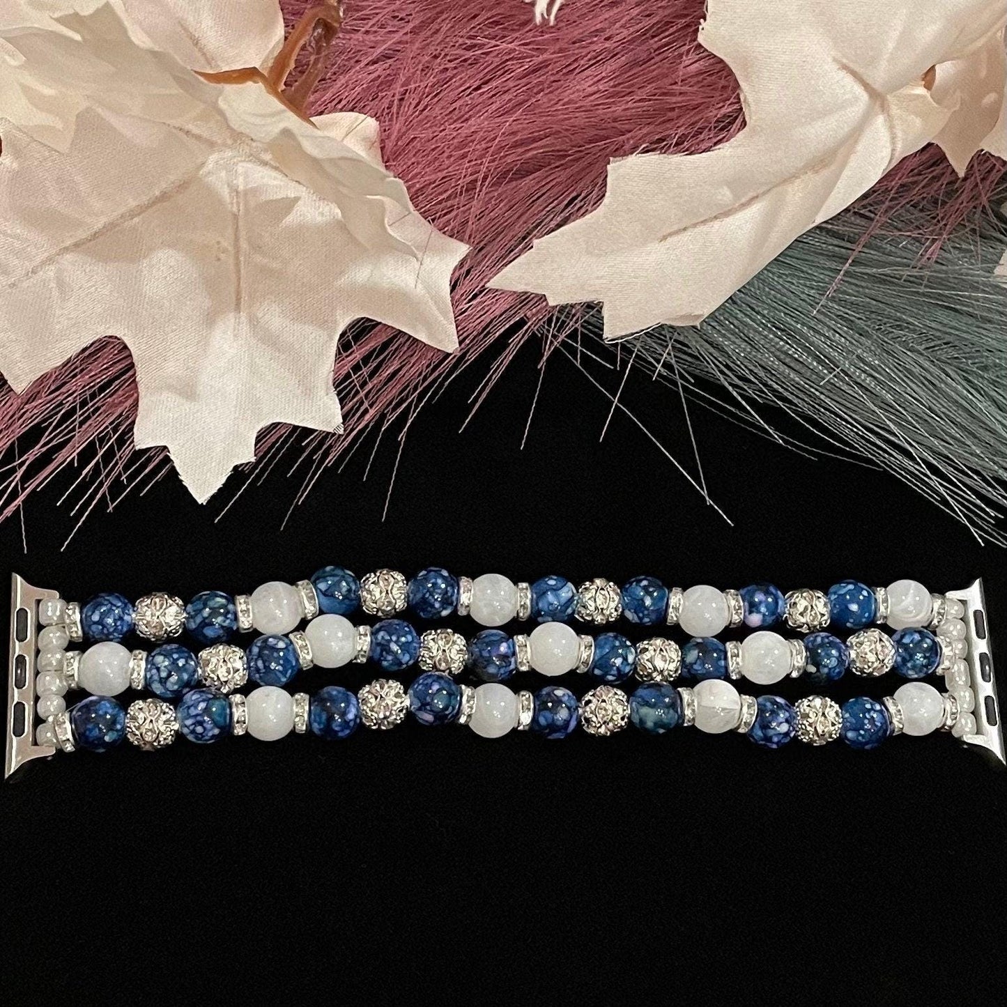 Watch Band With Acrylic, Cloud, and Rhinestone Beads Compatible with Apple Watch, Multiple Colors and Custom Sizing!