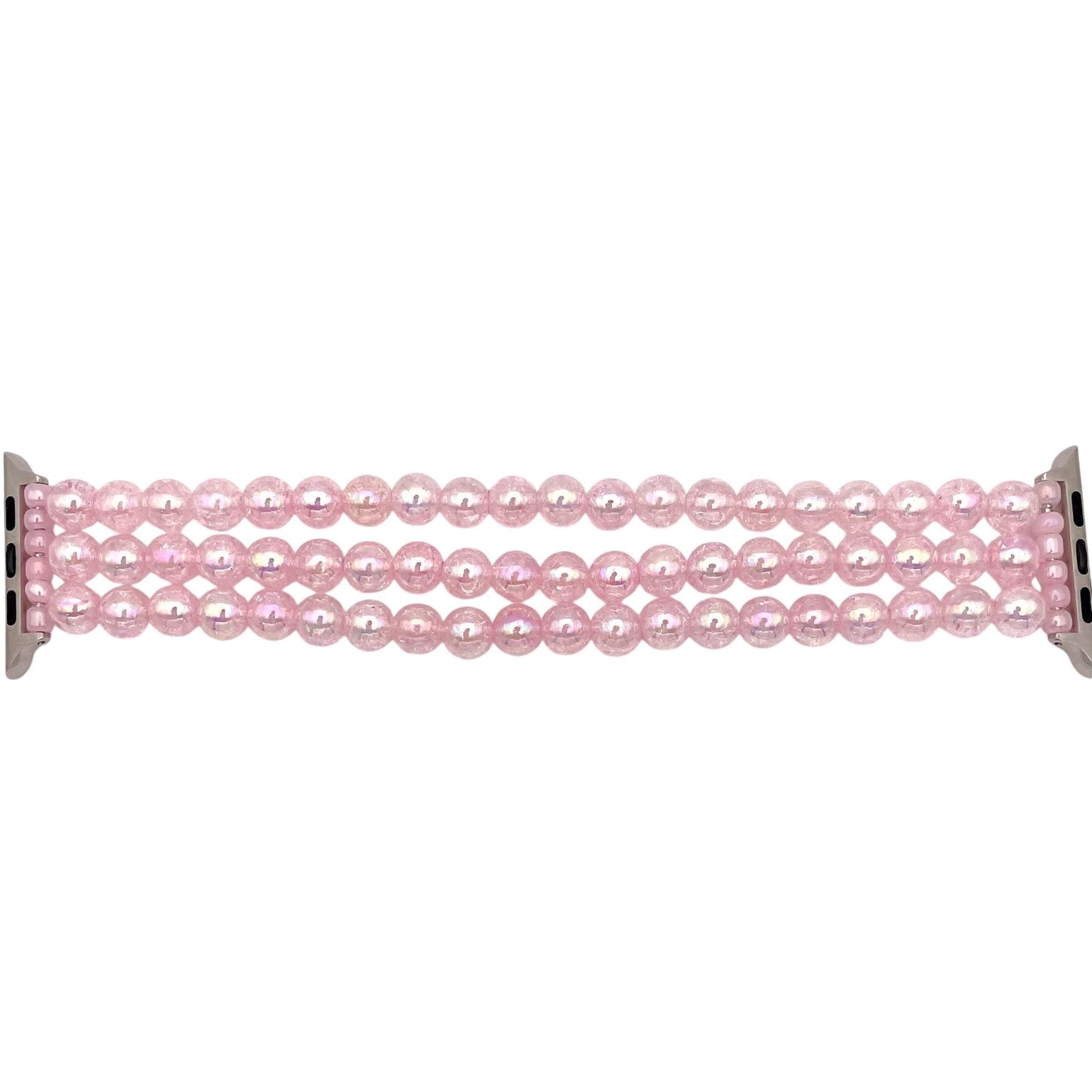 Pastel Pink Watch Band Compatible with Apple Watch with Acrylic Burst and Rhinestone Beads