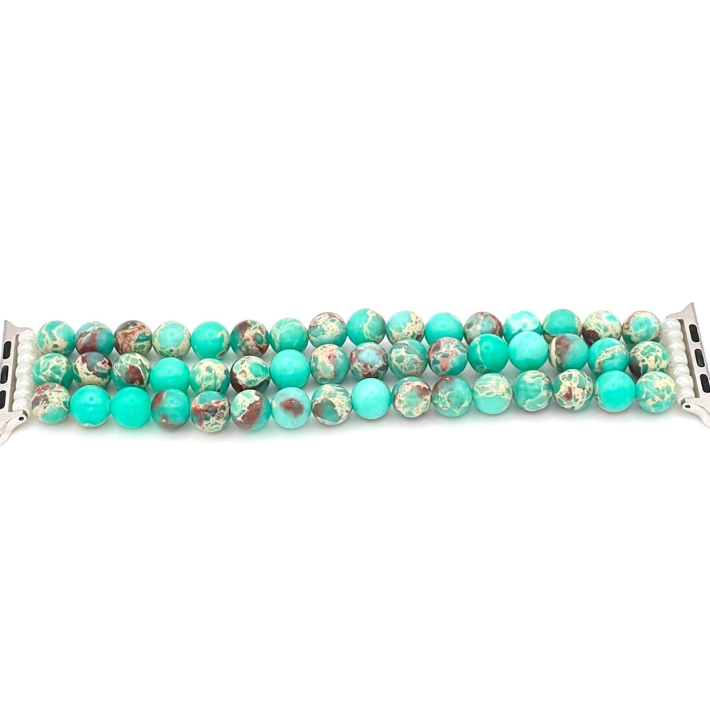 Custom Natural Stone Turquoise Sea Sediment Jasper Watch Band Compatible with Apple Watch