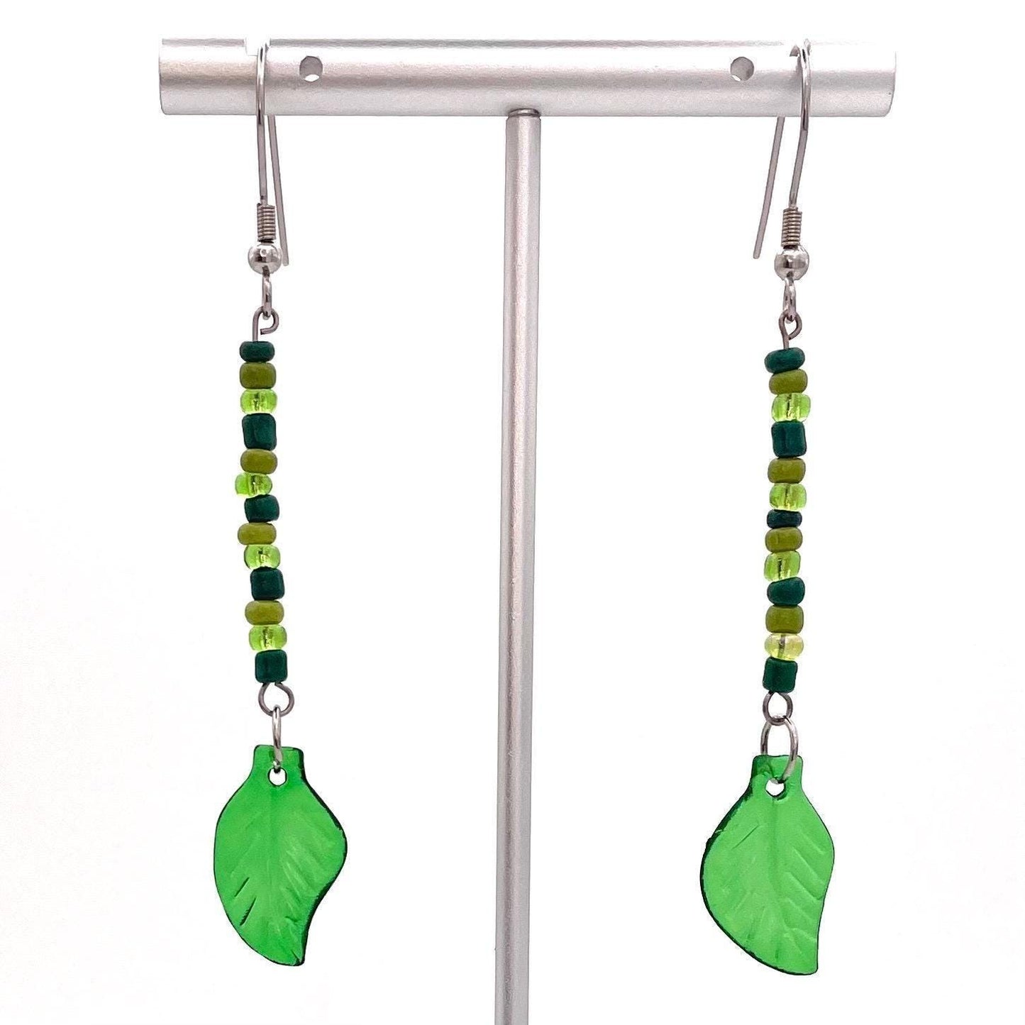 Handmade Leaf Earrings with Stainless Steel Hooks for Sensitive Ears
