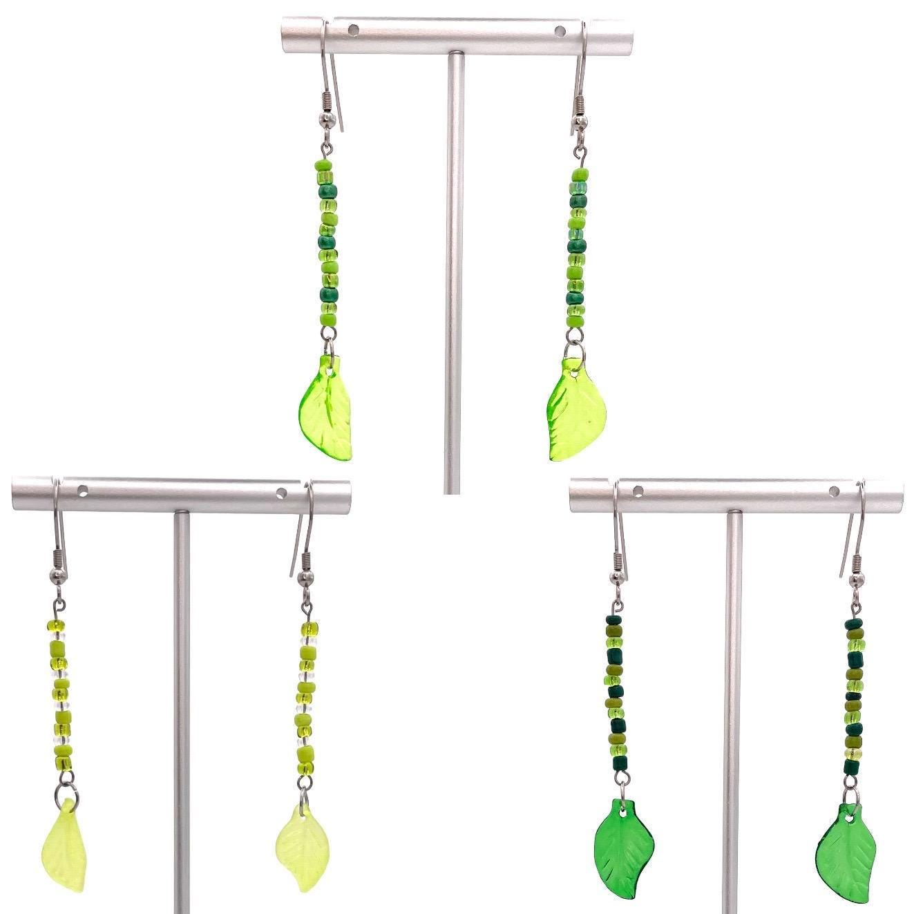 Handmade Leaf Earrings with Stainless Steel Hooks for Sensitive Ears