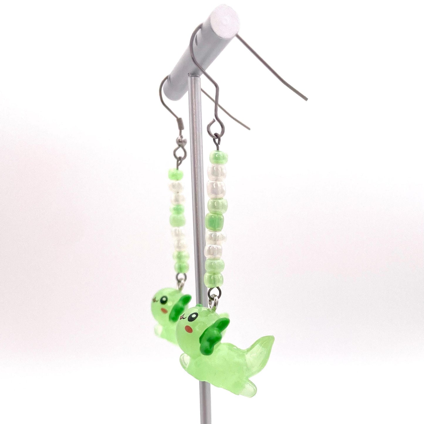 Handmade Axolotl Earrings with Stainless Steel Hooks for Sensitive Ears