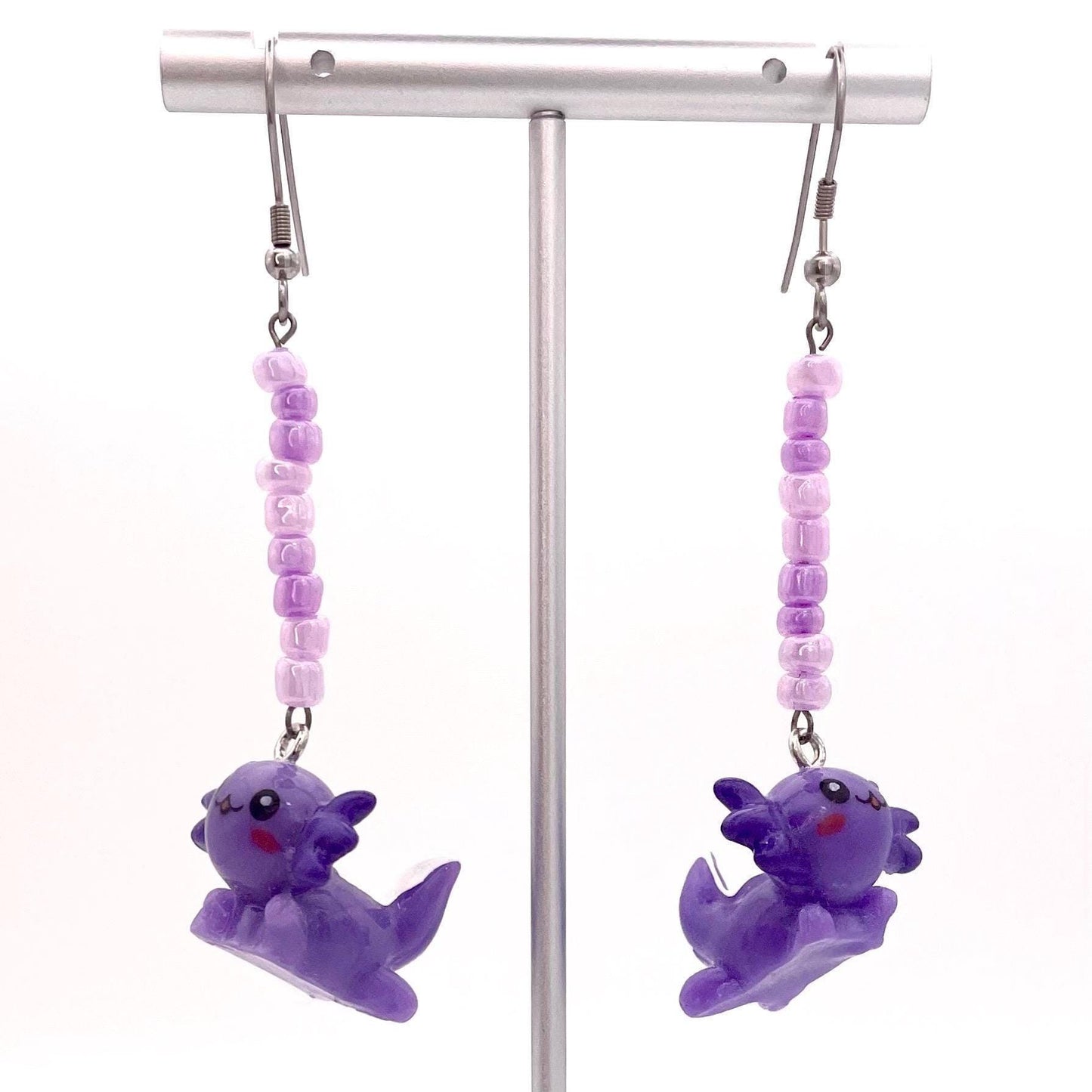 Handmade Axolotl Earrings with Stainless Steel Hooks for Sensitive Ears