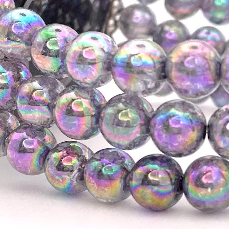 Silver Watch Band Compatible with Apple Watch Band with Custom Sizing! Made with Acrylic Imitation Hematite Beads