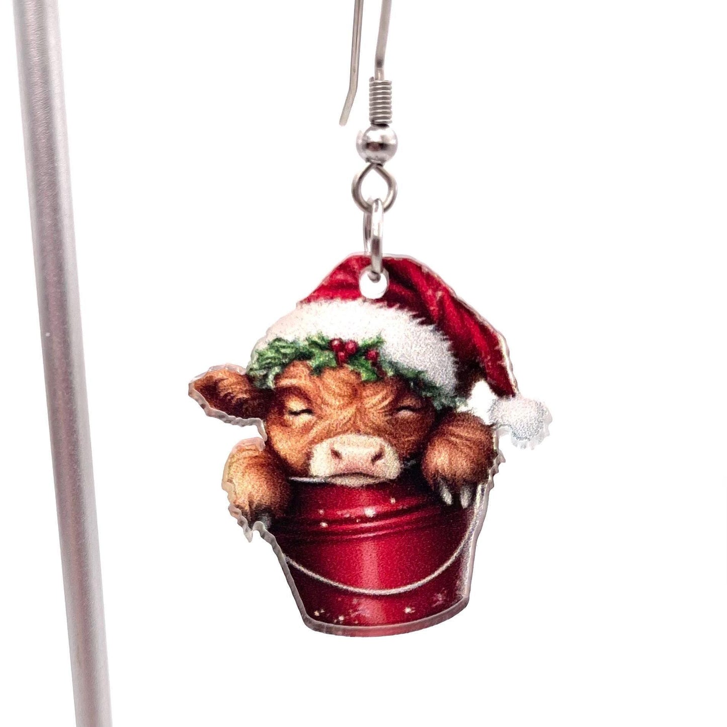 Christmas Cow Earrings - Festive & Hypoallergenic Holiday Accessory