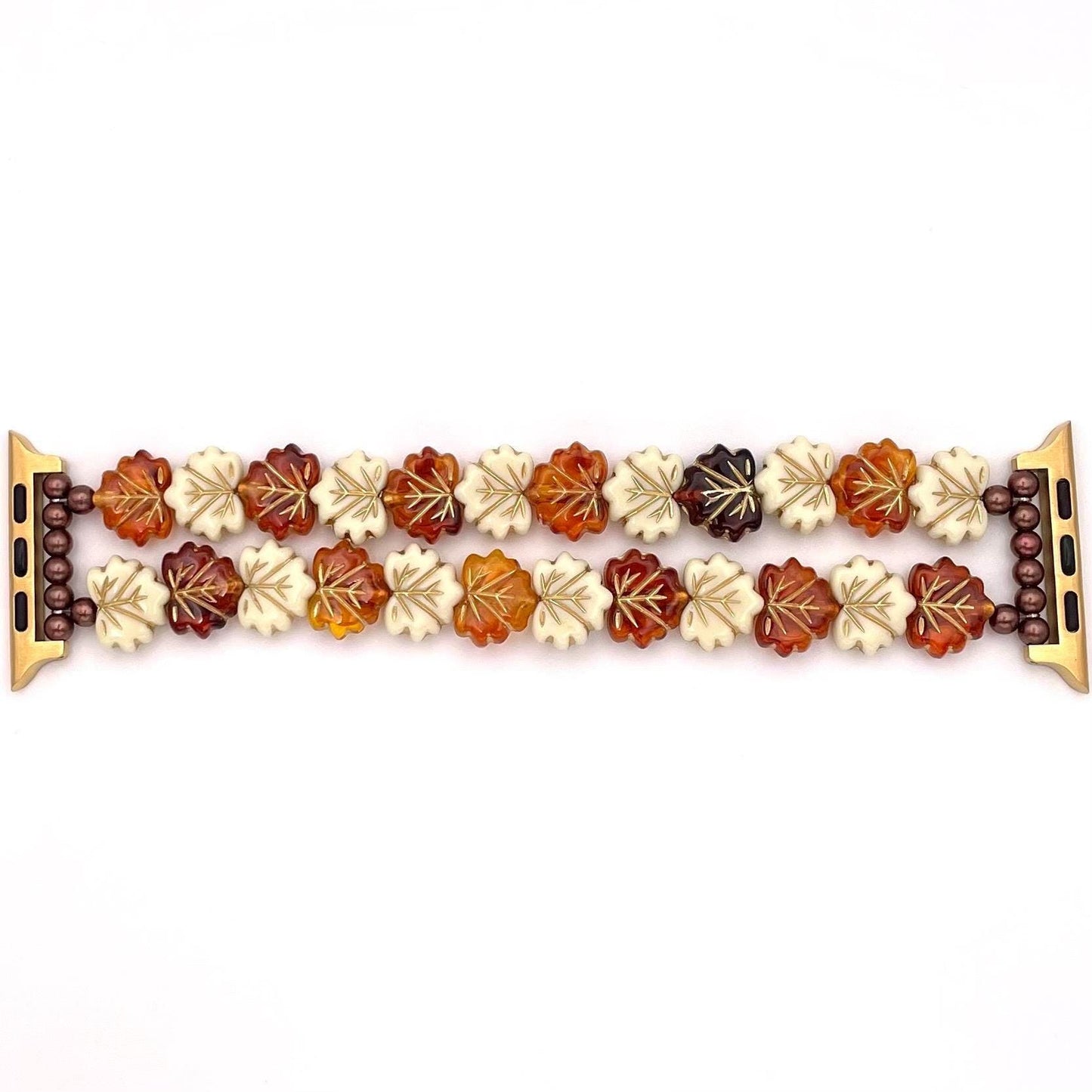 Handmade Custom Beaded Fall Leaf Watch Band Compatible with Apple Watch