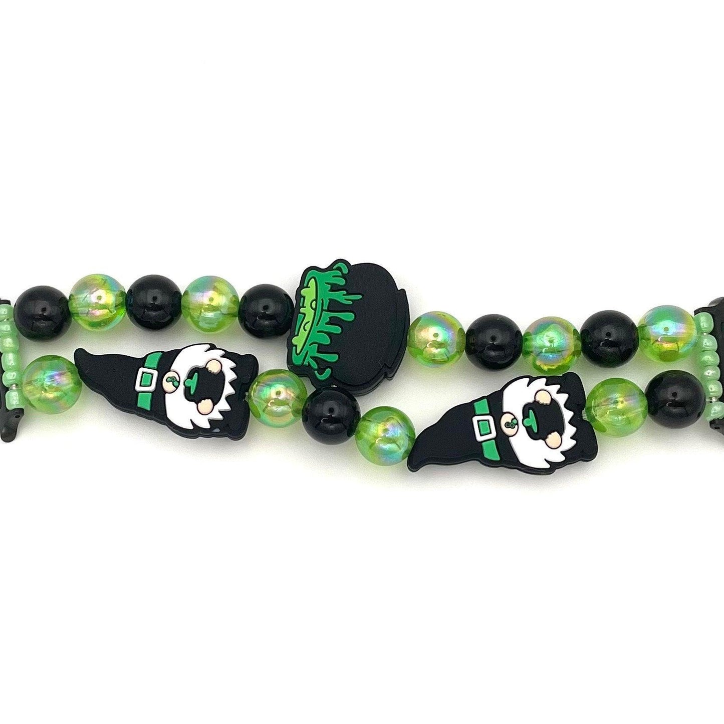 Halloween Chunky Gnomes and Cauldron Watch Band Compatible with Apple Watch Made with Silicone and Acrylic Beads