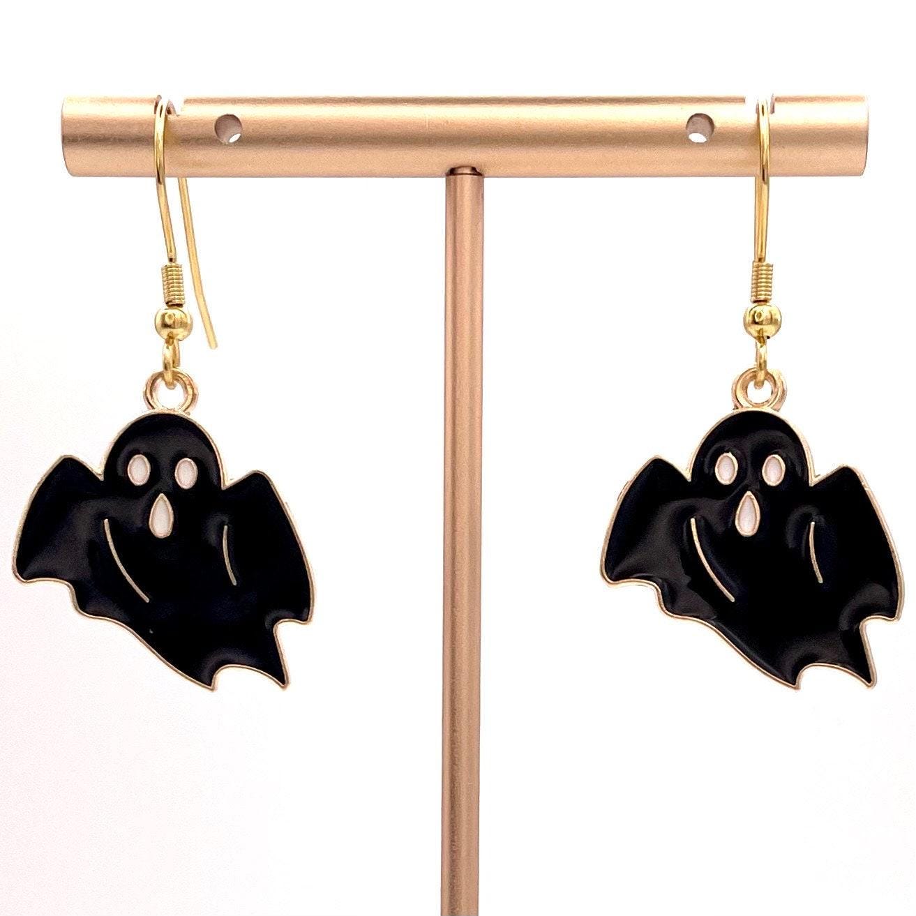 Cute Halloween Ghost Earrings Made with Gold Finished Stainless Steel Earring Hooks