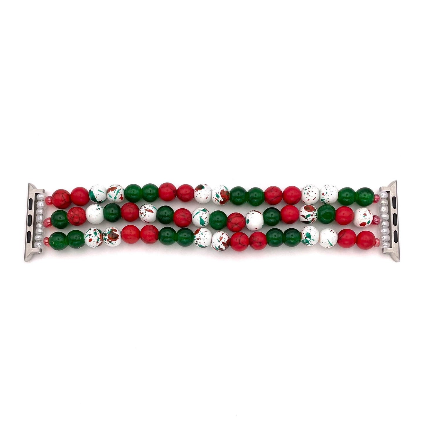 Holiday Watch Band Compatible with Apple Watch Made with Glass and Natural Stone Beads