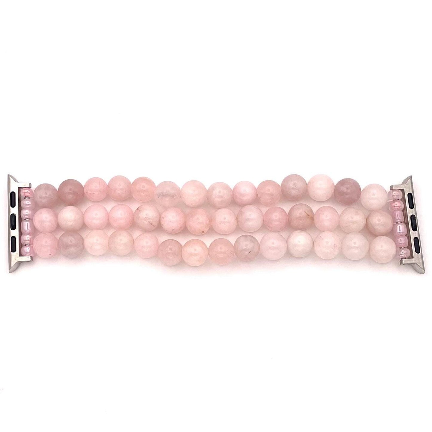 Rose Quartz Beaded Watch Band Compatible with Apple Watch. Custom Sizing!