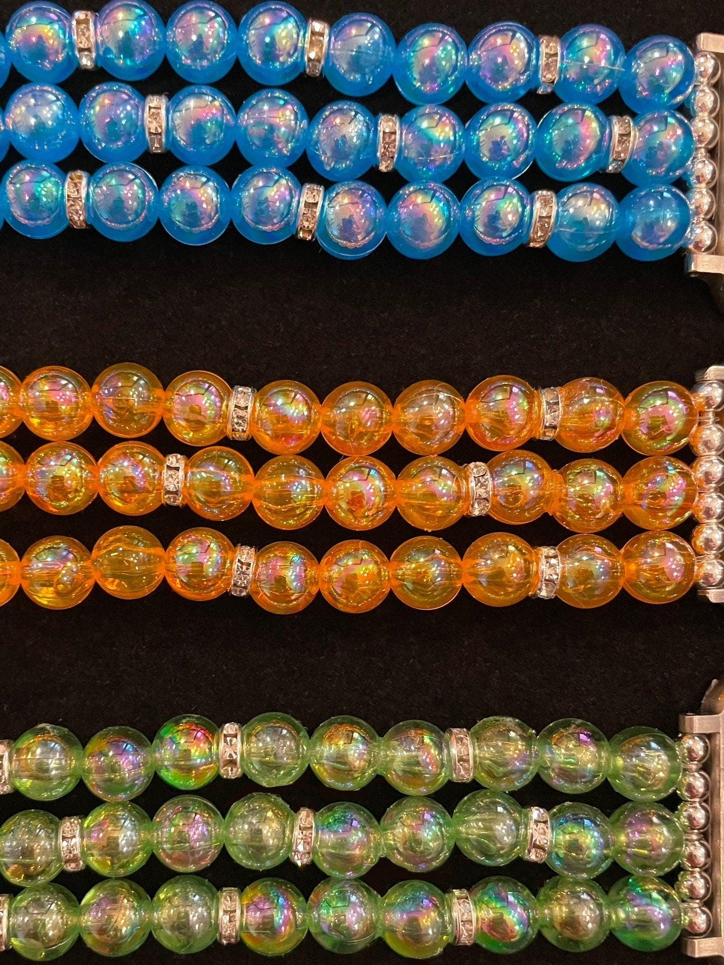Lightweight Watch Band Compatible with Apple Watch with Acrylic and Rhinestone Beads, Multiple Colors and Custom Sizing!