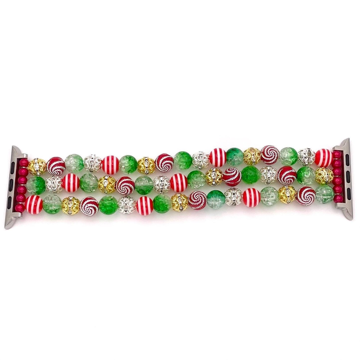 Christmas Watch Band Compatible with Apple Watch Made With Acrylic and Rhinestone Beads