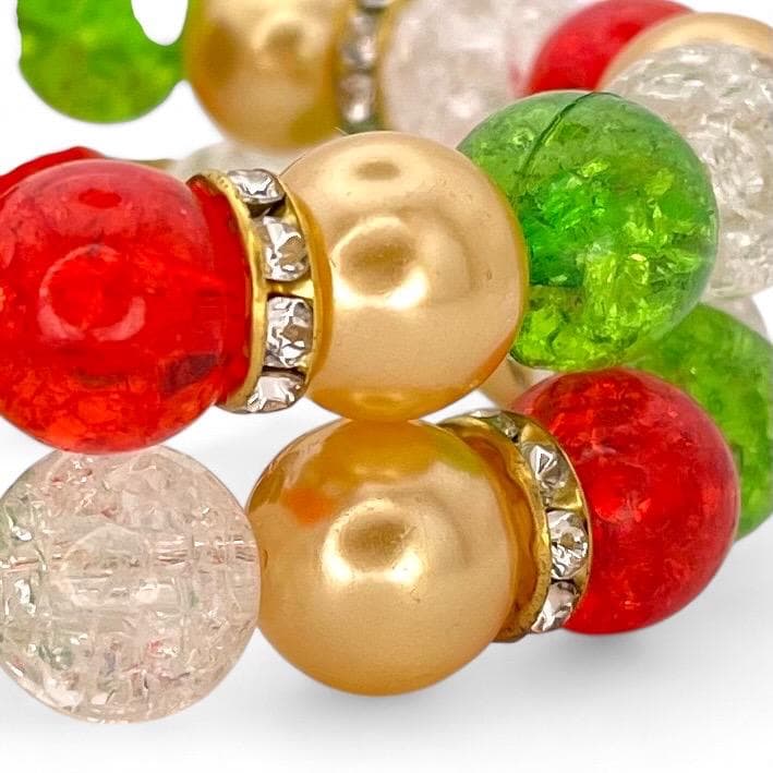 Festive Christmas Beaded Apple Watch Band - Holiday Jewelry for Smartwatches