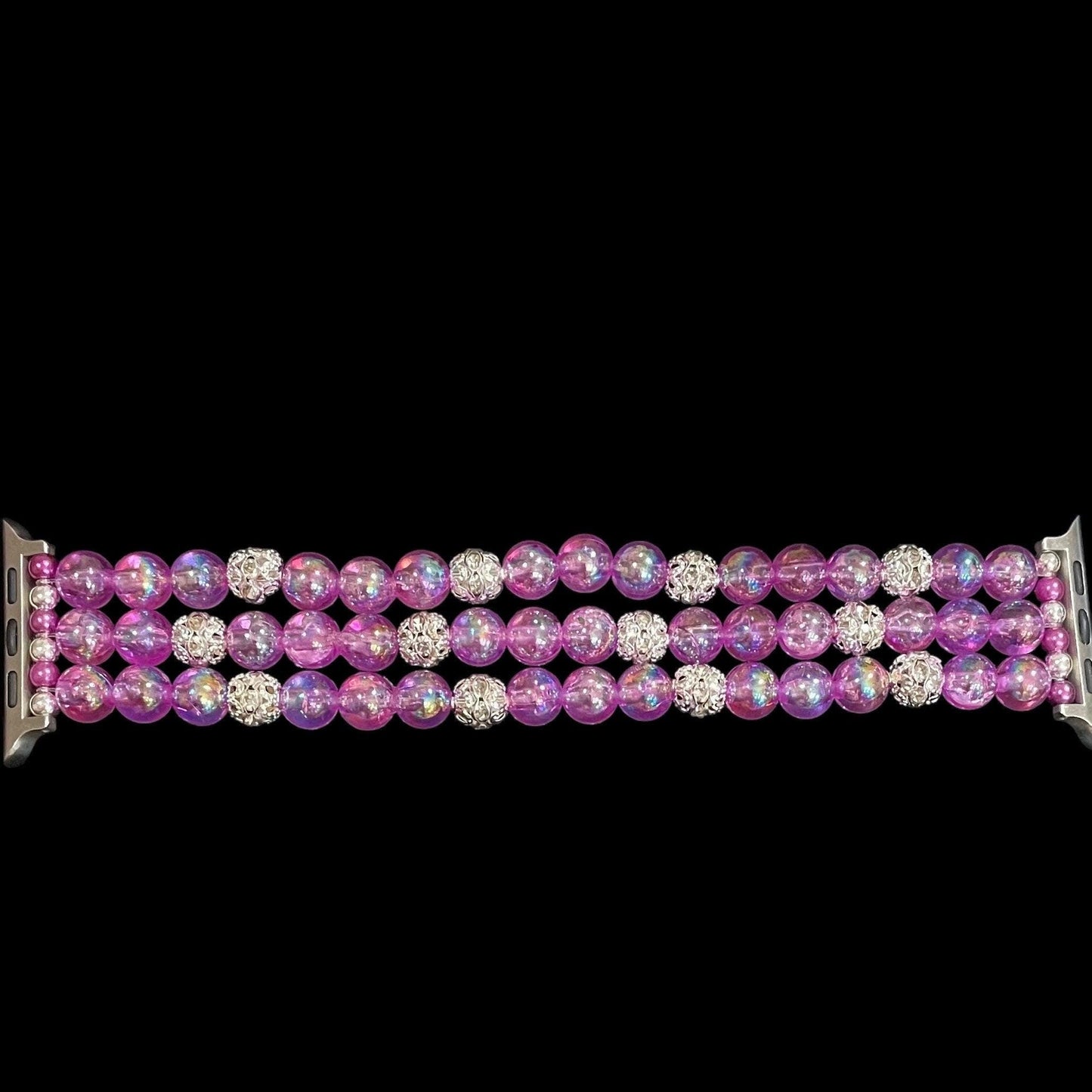 Bright Purple Watch Band Compatible with Apple Watch with Acrylic Burst and Rhinestone Beads