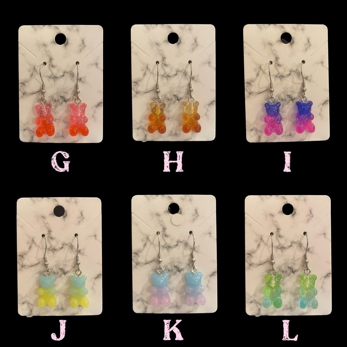 Gummy Bear Dangle Earrings Made with Hypoallergenic Stainless Steel Earring Hooks